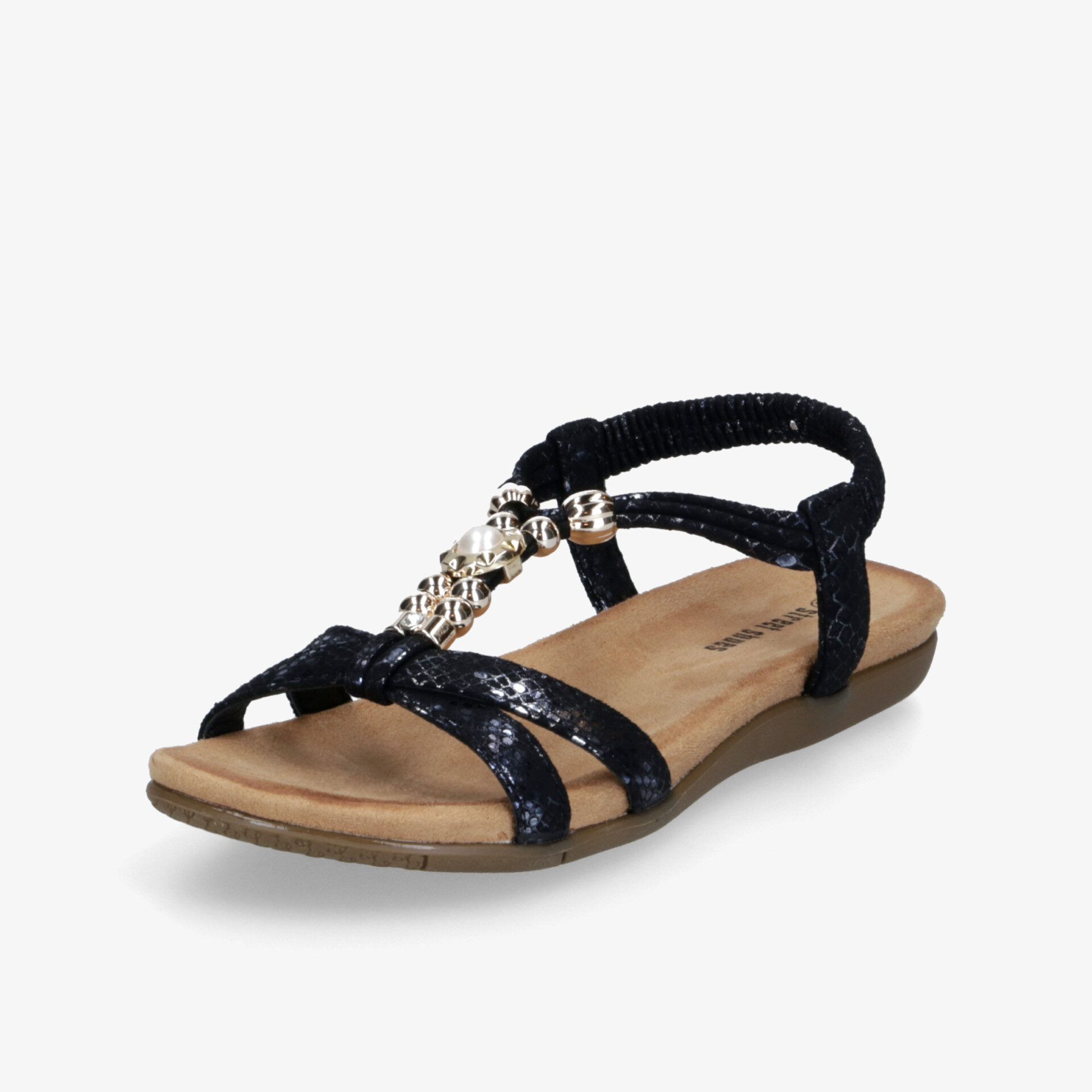 Elegante schwarze Sandale mit verstellbaren Riemen und leicht gepolsterter Sohle für optimalen Tragekomfort