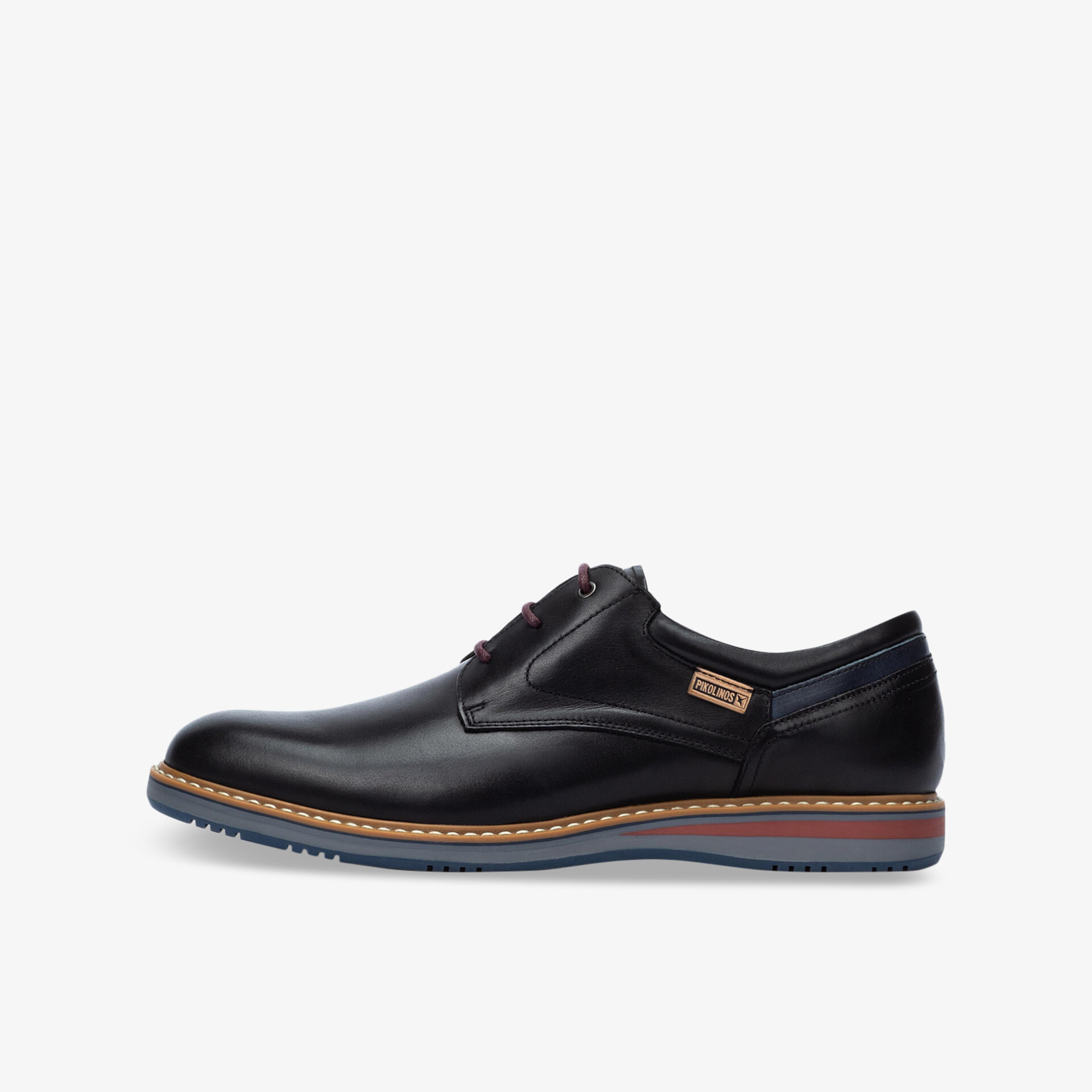 Eleganter schwarzer Lederschuh mit modernem Design und rutschfester Sohle für dauerhaften Komfort.