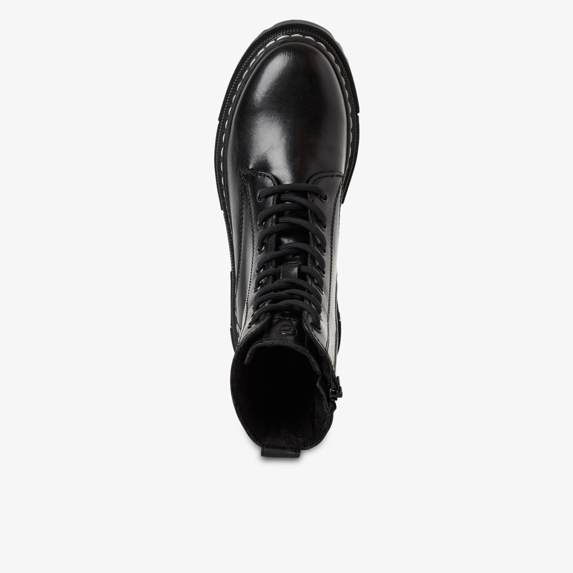 Robuster Stiefel aus hochwertigem Leder mit stabilem Schnürverschluss und klassischem Design von oben
