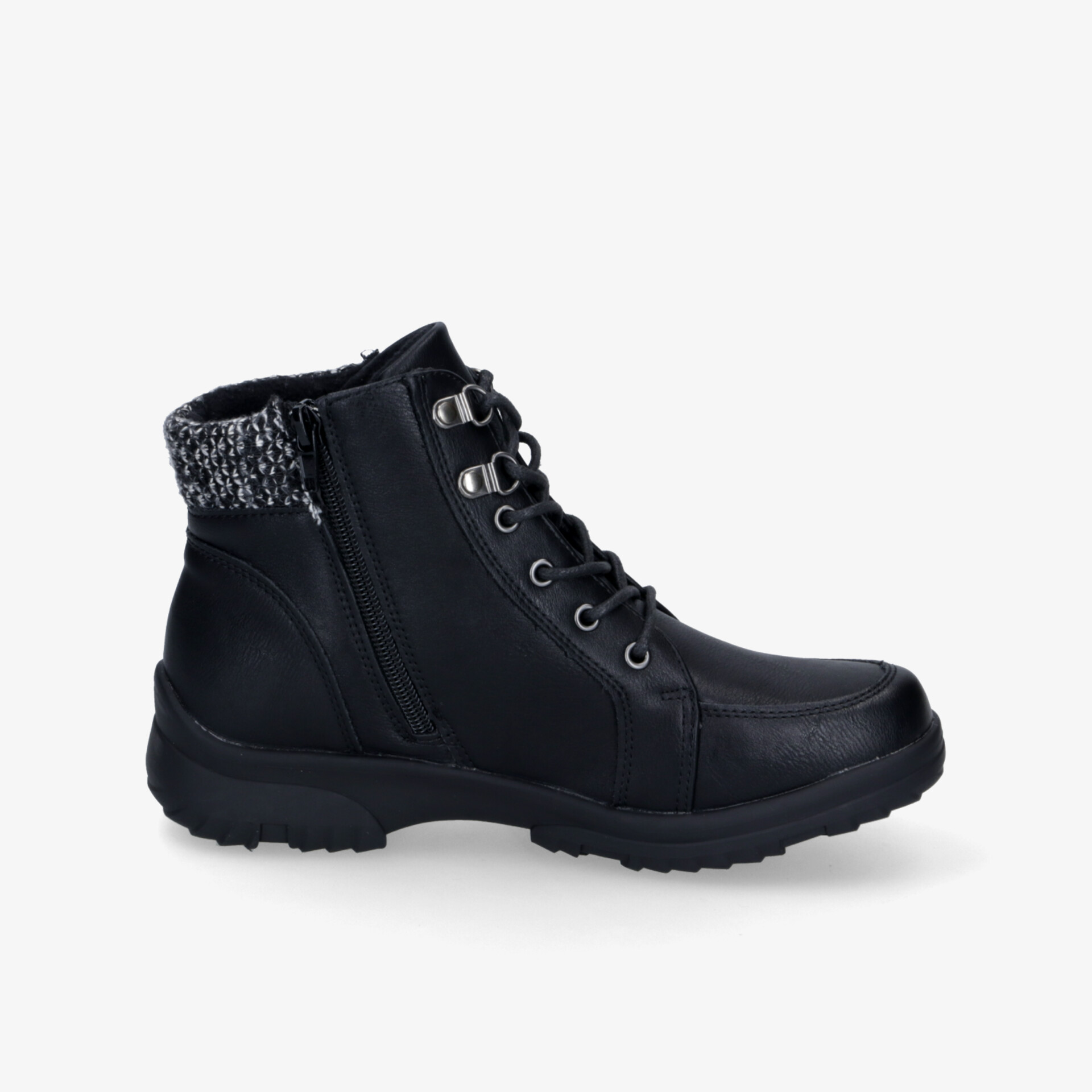 Robuster schwarzer Winterstiefel mit rutschfester Sohle und warmem gepolstertem Knöchelbereich für optimalen Komfort