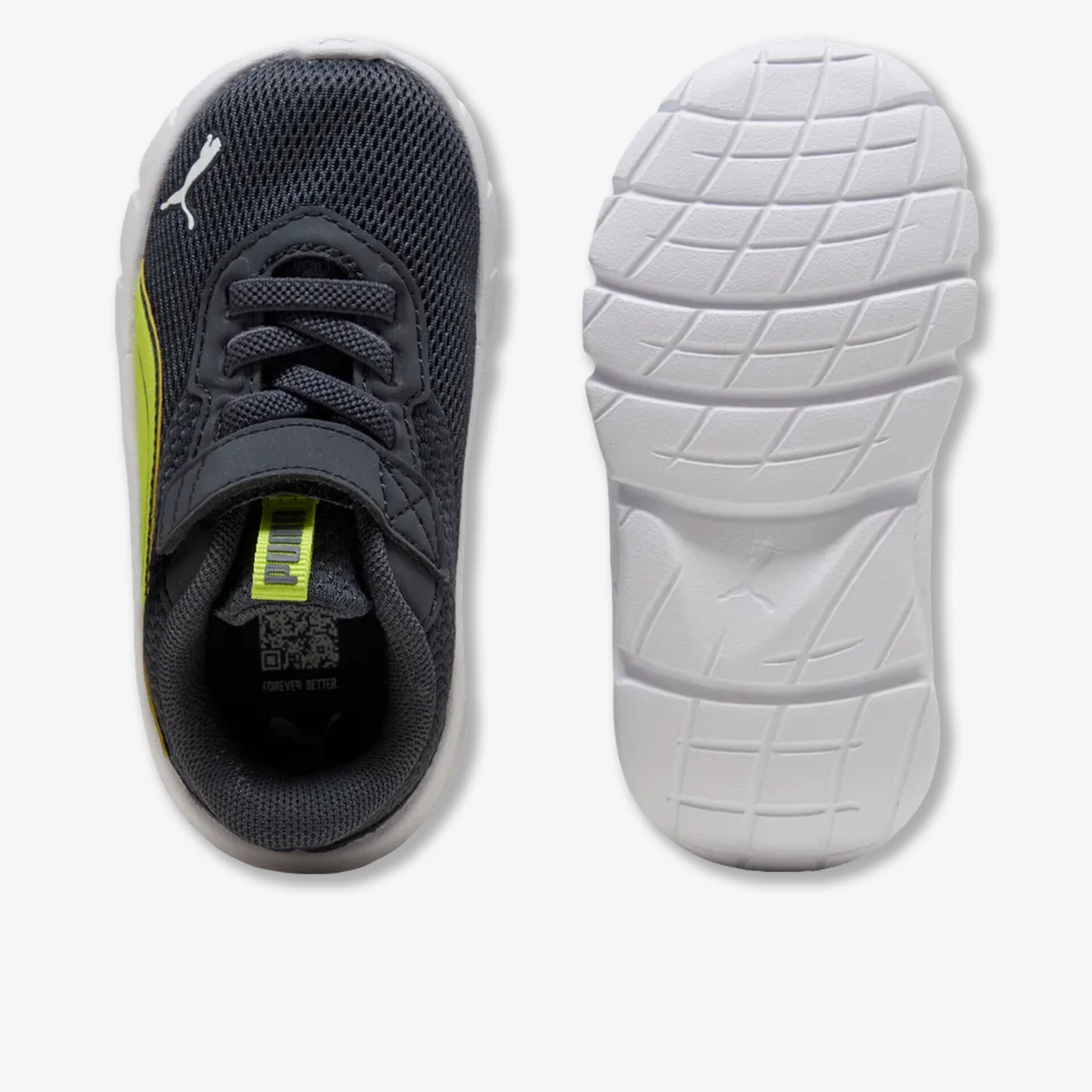 Leichter sportlicher Schuh mit atmungsaktivem Material und rutschfester Sohle, Draufsicht und Sohle sichtbar