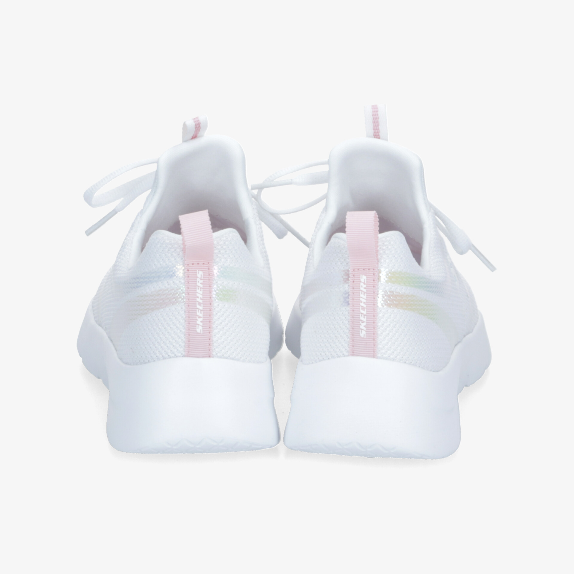 Weiße Turnschuhe mit rosa Details und rutschfester Sohle, ideal für modische Lässigkeit und Komfort.