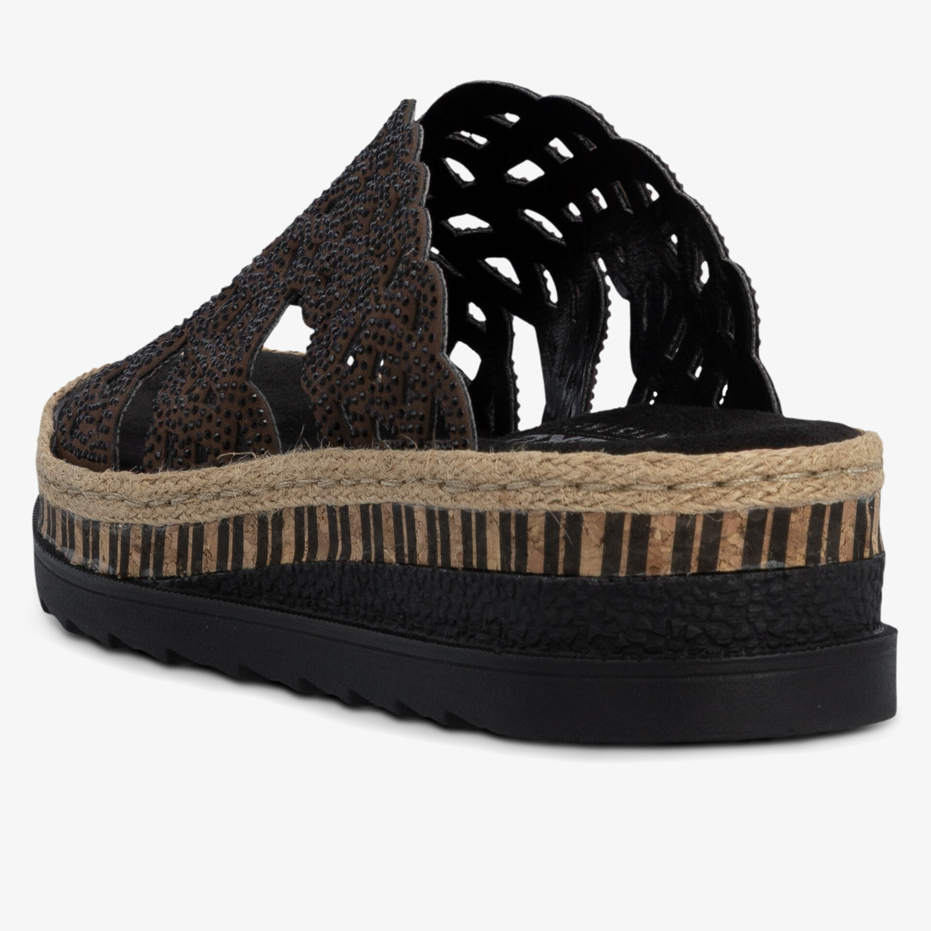 Schwarzer bequemer Plateau-Slipper mit geflochtenem Design und sommerlicher Sohle