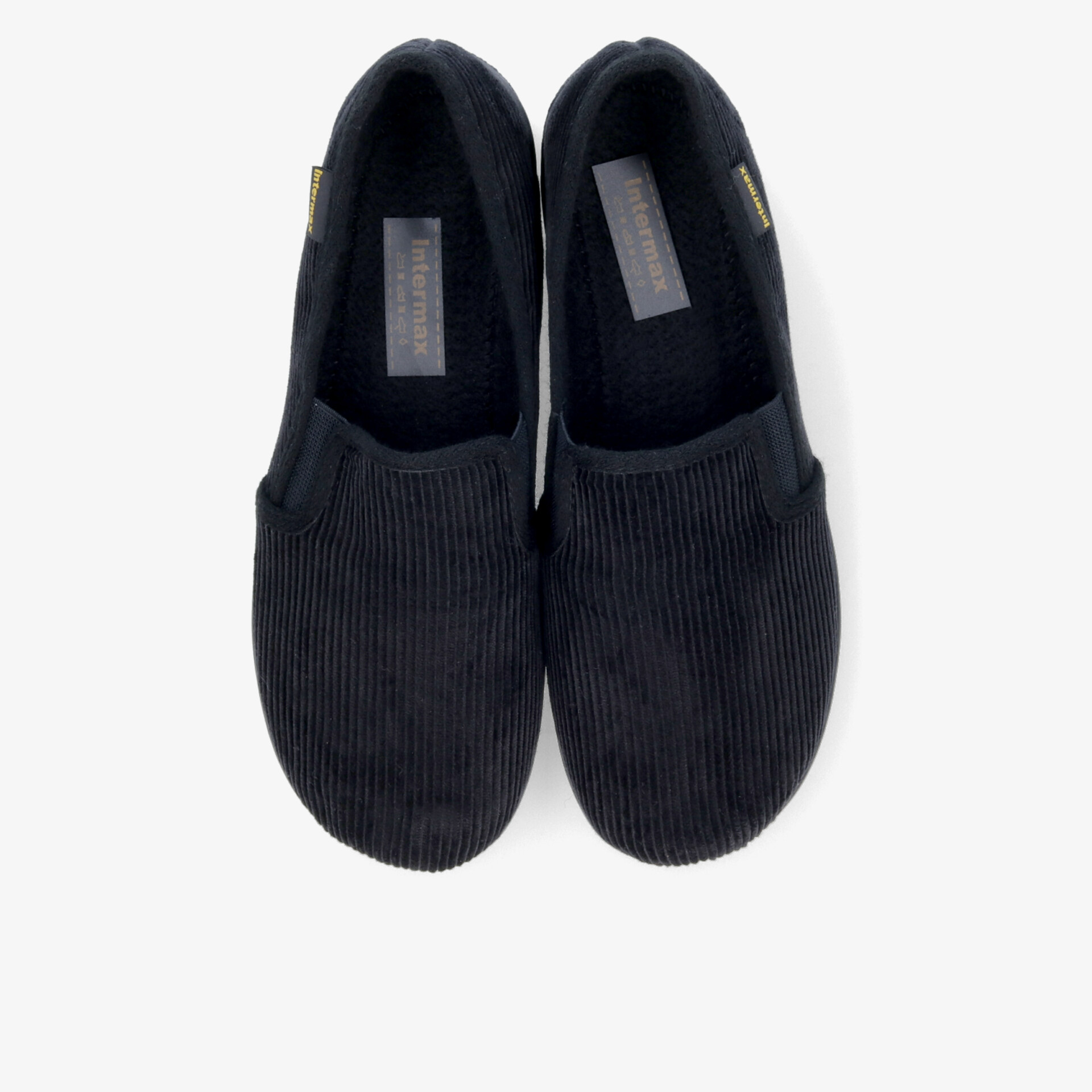 Schwarzes Paar Hausschuhe mit weichem Material und rutschfester Sohle für hohen Tragekomfort