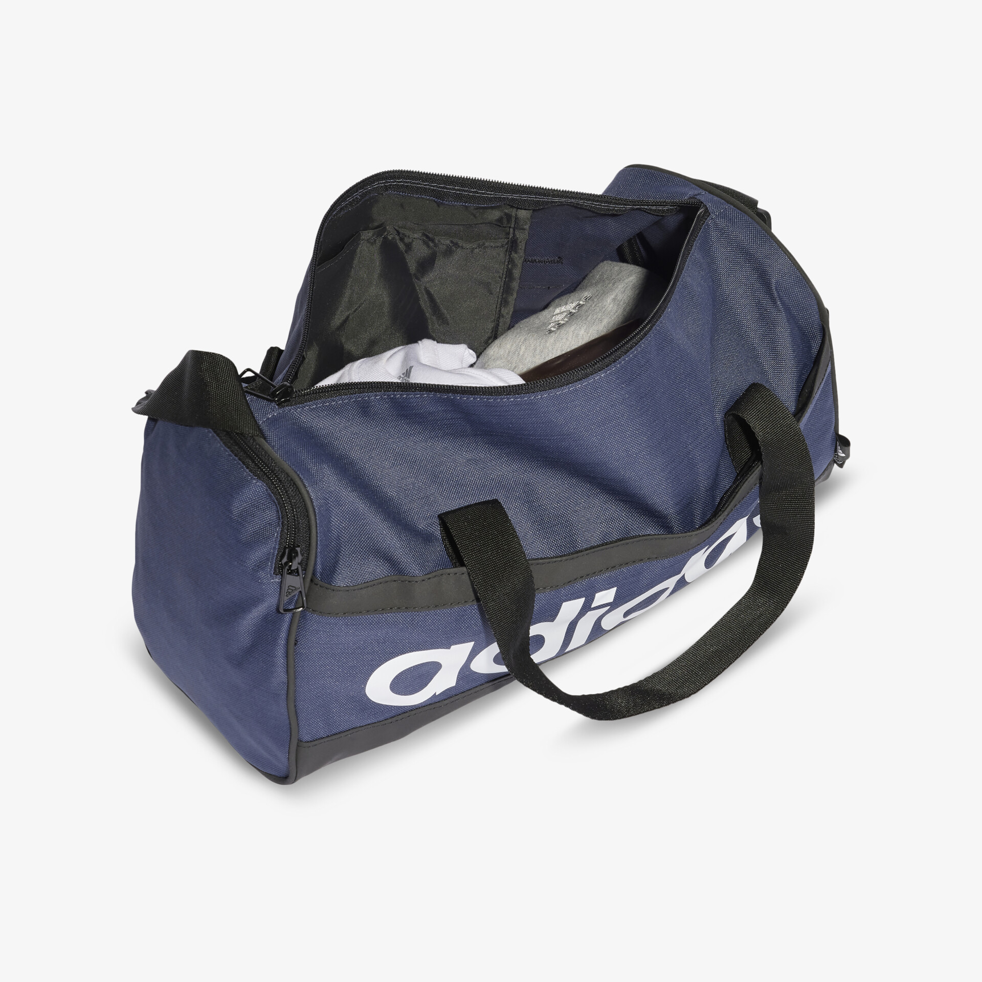 Geräumige Adidas Sporttasche in Blau mit robustem Reißverschluss, ideal für Sport und Reisen.