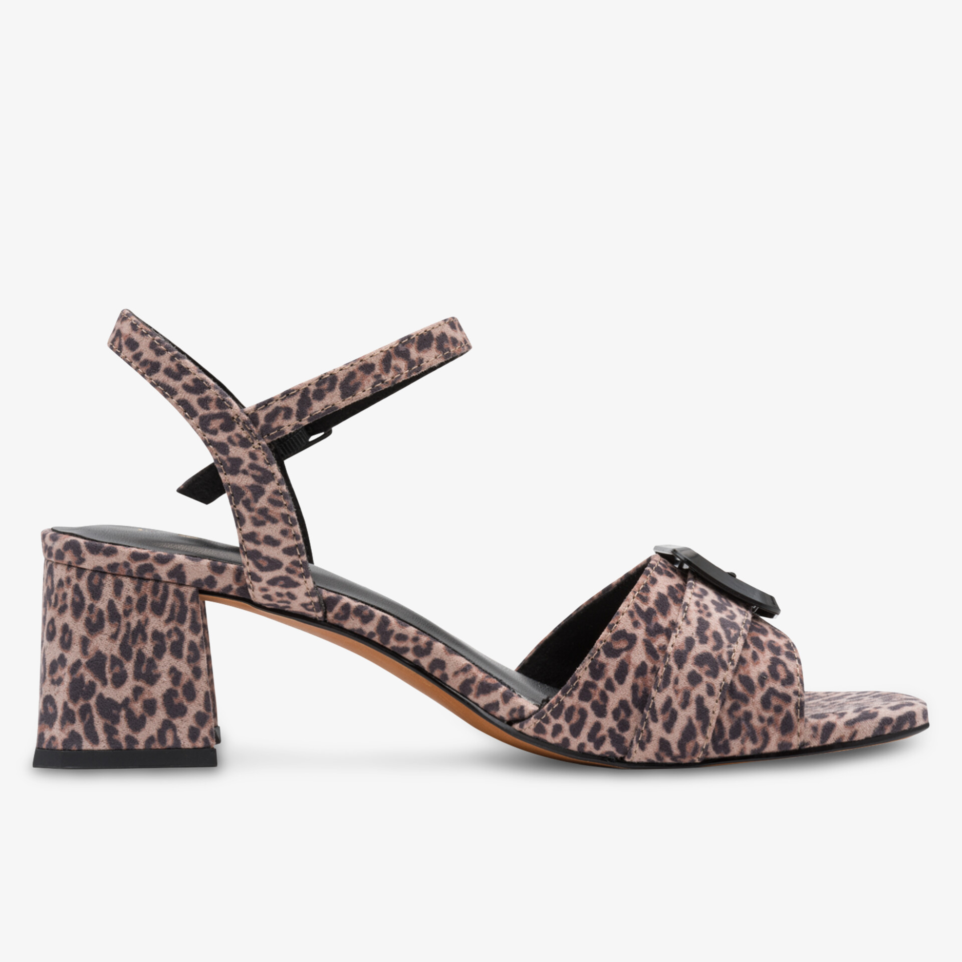 Bequeme Sandale mit modischem Leopardenmuster, verstellbarem Riemen und stabilem Blockabsatz