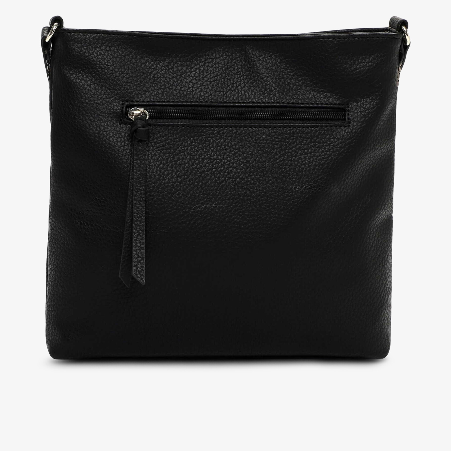 Moderne schwarze Ledertasche mit Reißverschluss, kompakt und robust für vielseitige Nutzung