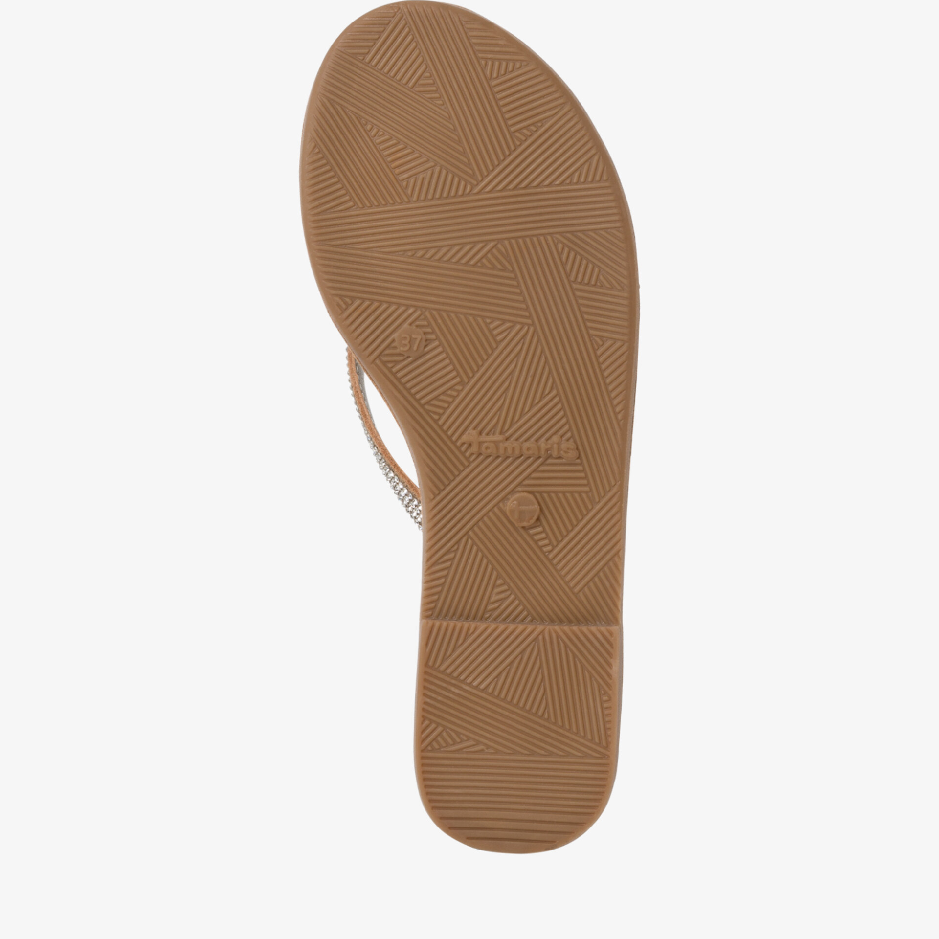 Braune Flipflop-Sohle mit rutschfester Profilstruktur für sicheren Halt und hohen Tragekomfort
