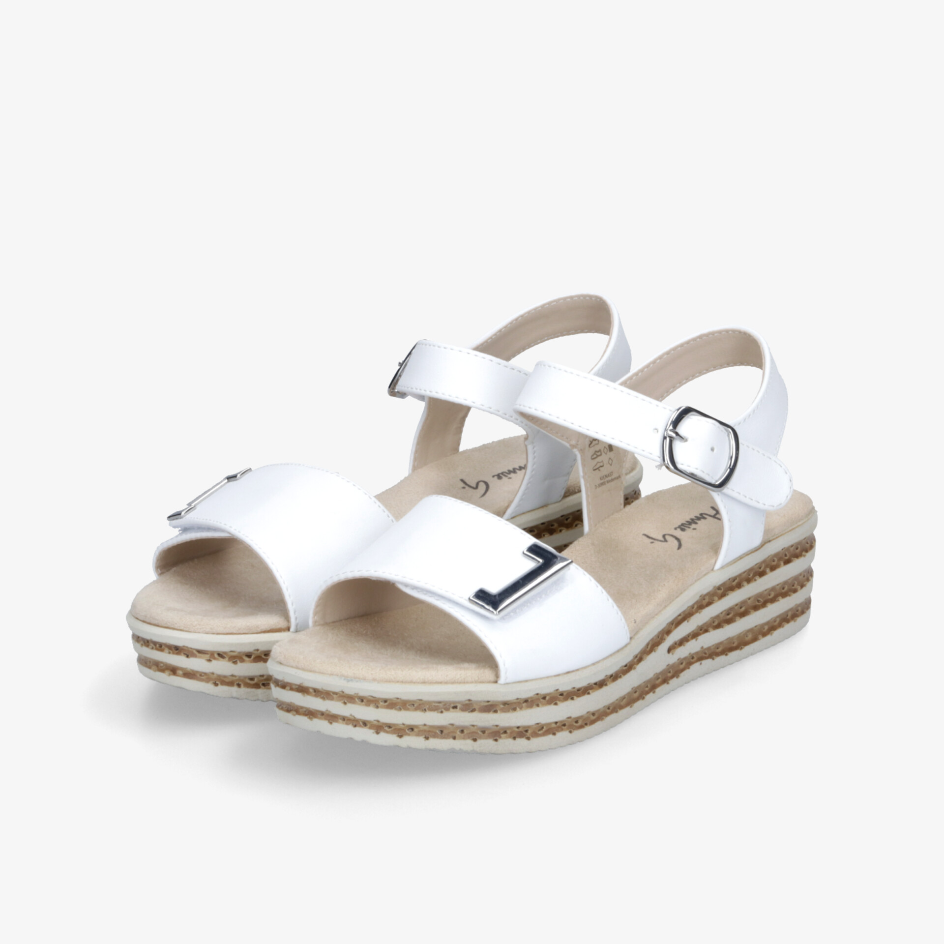 Weiße Sandalen mit Keilabsatz und verstellbaren Riemen für komfortablen, modischen Sommer-Look