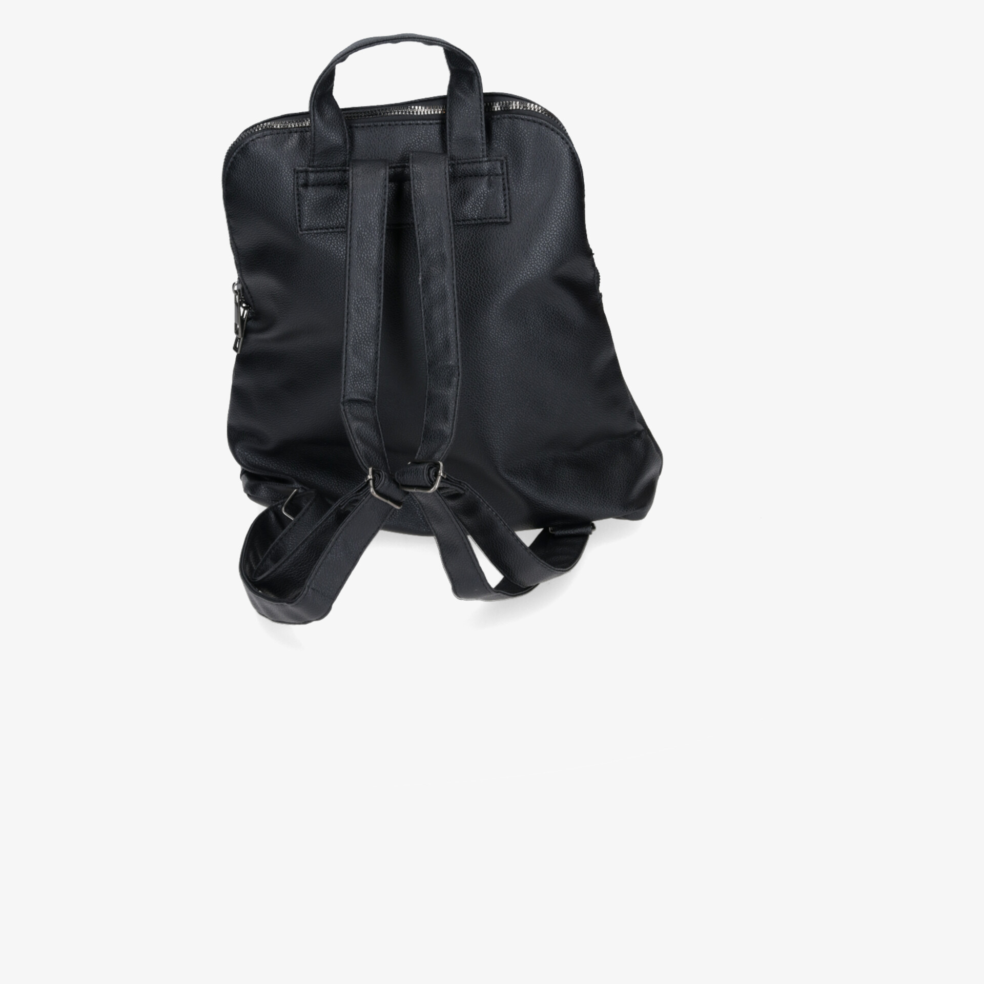 Schwarzer Rucksack mit verstellbaren Schultergurten und praktischem Tragegriff, kompakt und funktional