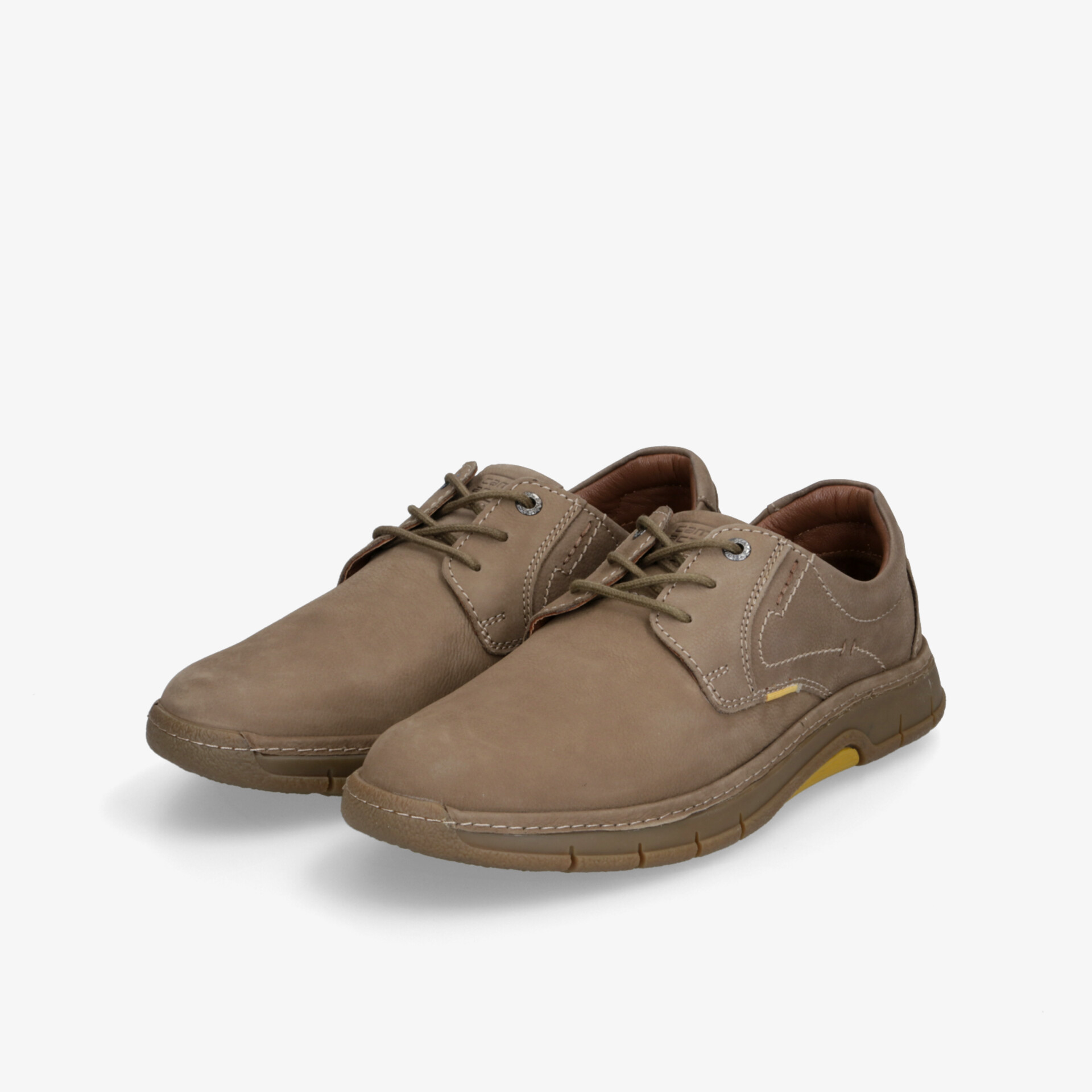 Bequeme und robuste Herrenschuhe aus hochwertigem Leder mit flexibler Sohle und klassischem Design, paarweise dargestellt
