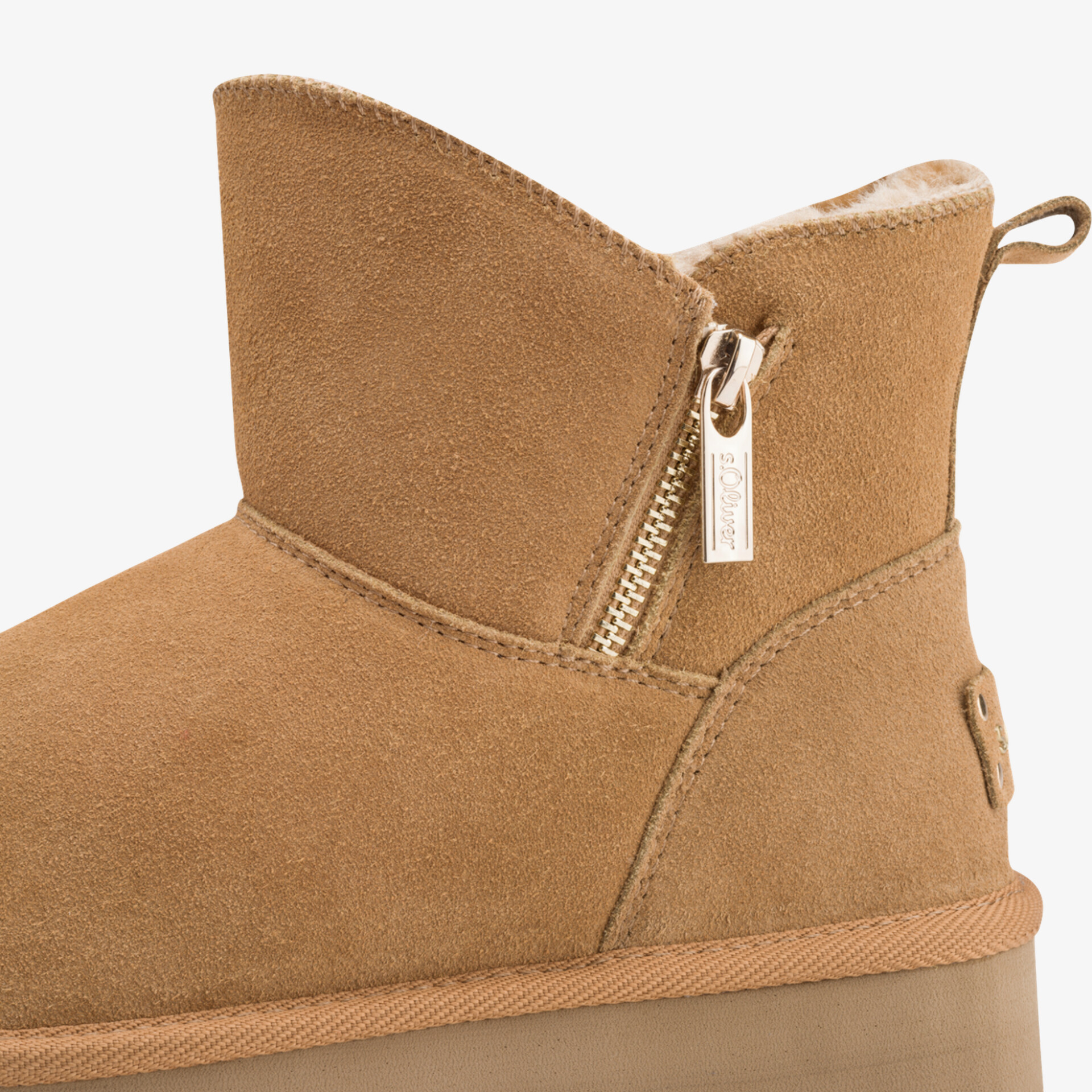 Warmer Schuh aus weichem Material mit Reißverschluss für einfachen Einstieg und rutschfester Sohle