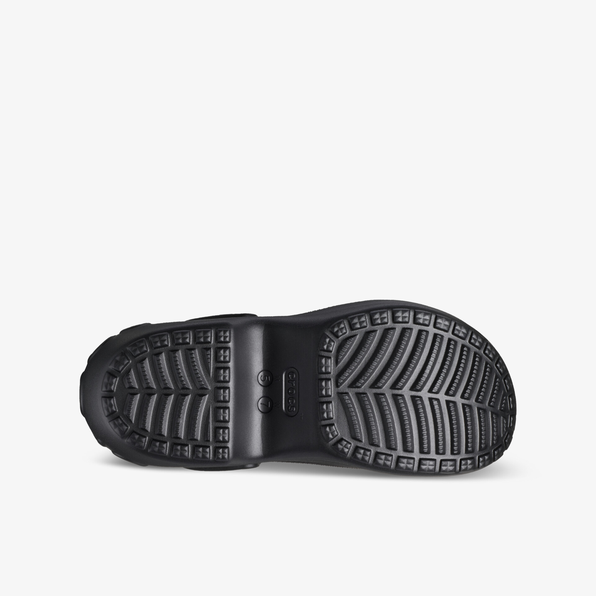 Robuste schwarze Schuhsohle mit griffigem Profil für optimalen Halt und hohe Strapazierfähigkeit