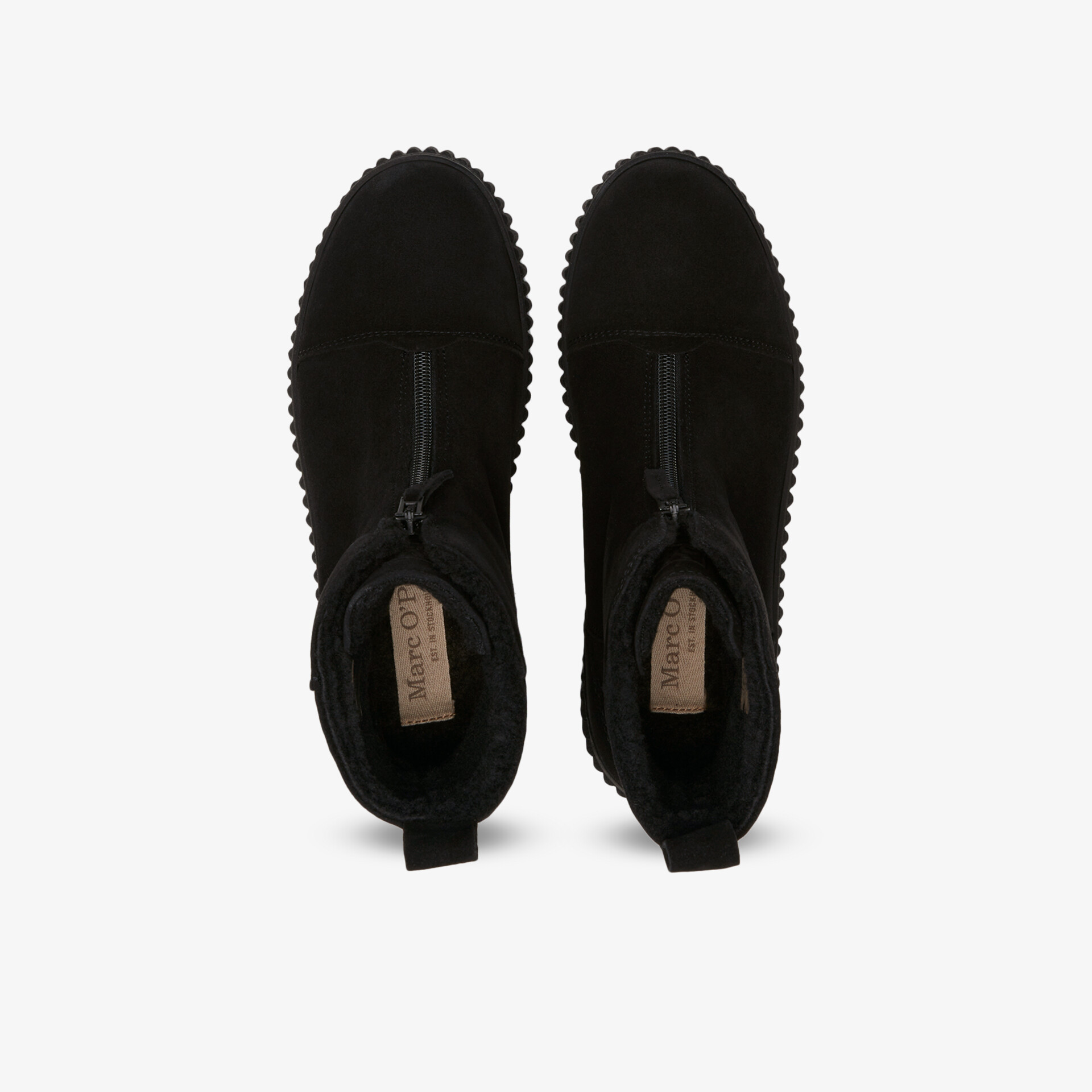 Schwarze, flexible und bequeme Schuhe in Top-Down Ansicht, ideal für ganztägigen Komfort und sicheren Halt