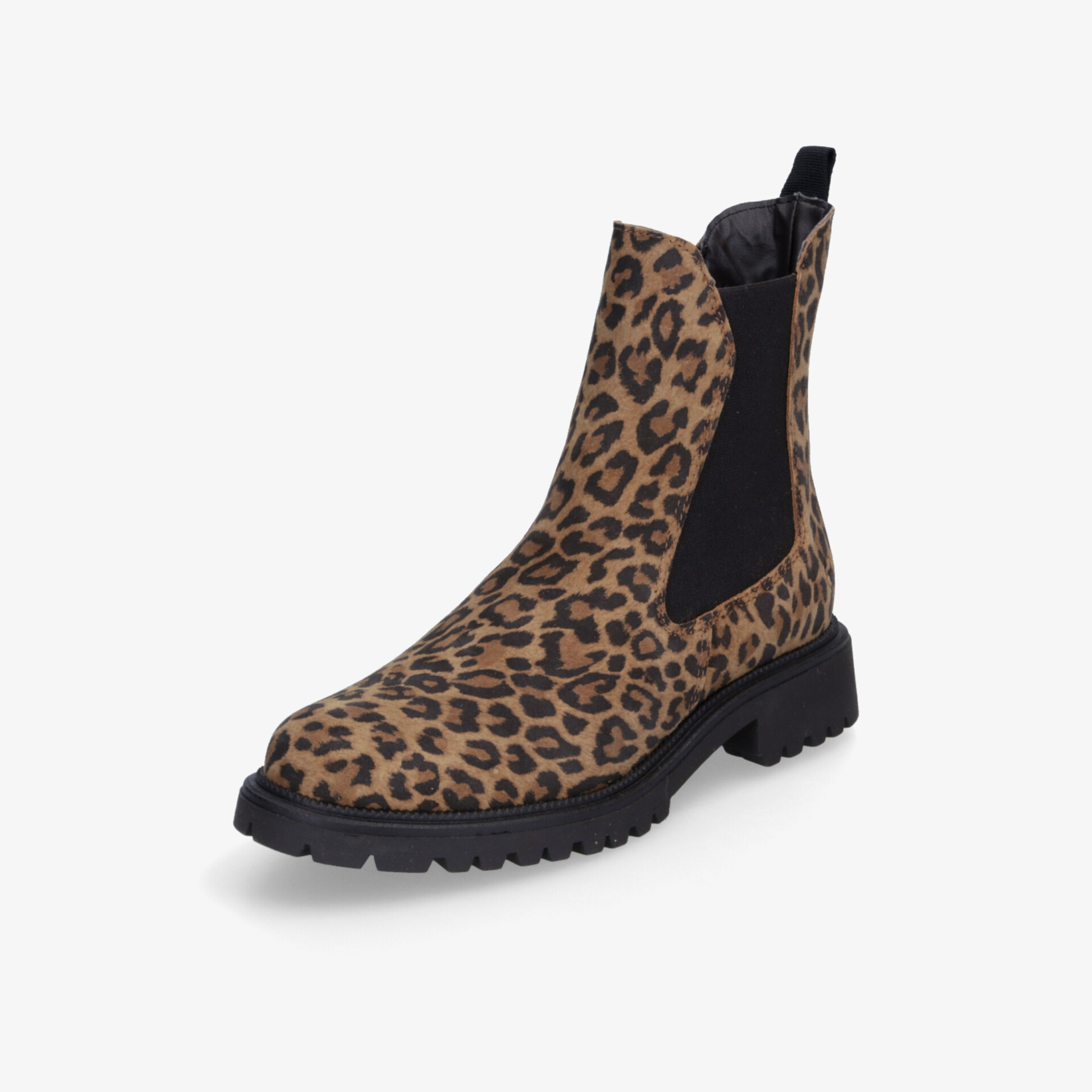 Robuster Chelsea Boot mit elastischen Seiteneinsätzen und modischem Leopardenmuster für bequemen Tragekomfort
