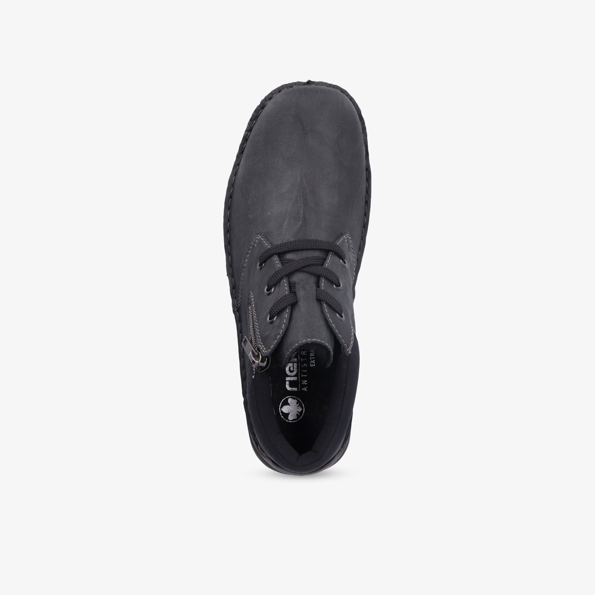 Schwarzer Sportschuh mit Schnürung, robust und bequem, flexible Passform, ideal für den Alltag