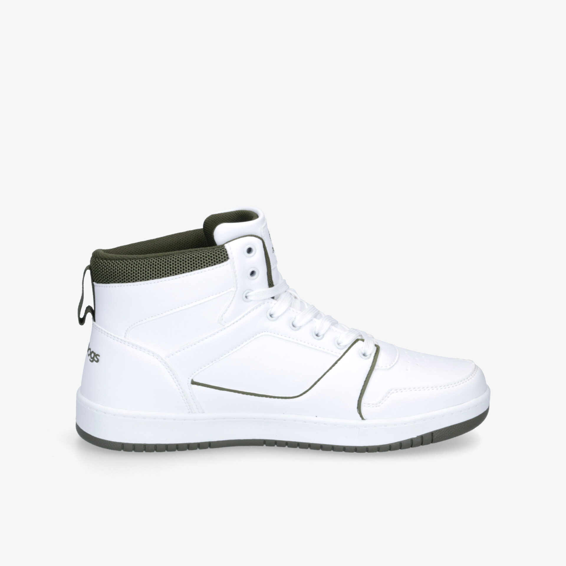 Moderner Sportschuh in weiß mit hoher Schnürung und robuster Sohle für optimalen Halt und Komfort