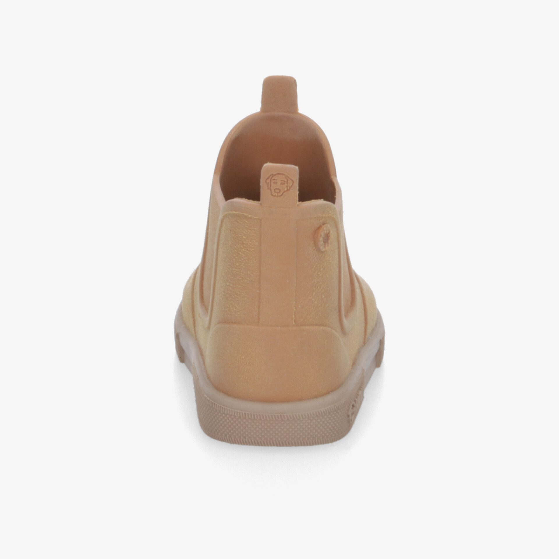 Beiger Schuh Rückansicht mit elastischem Einstieg, rutschfester Sohle und hohem Tragekomfort, leicht und praktisch