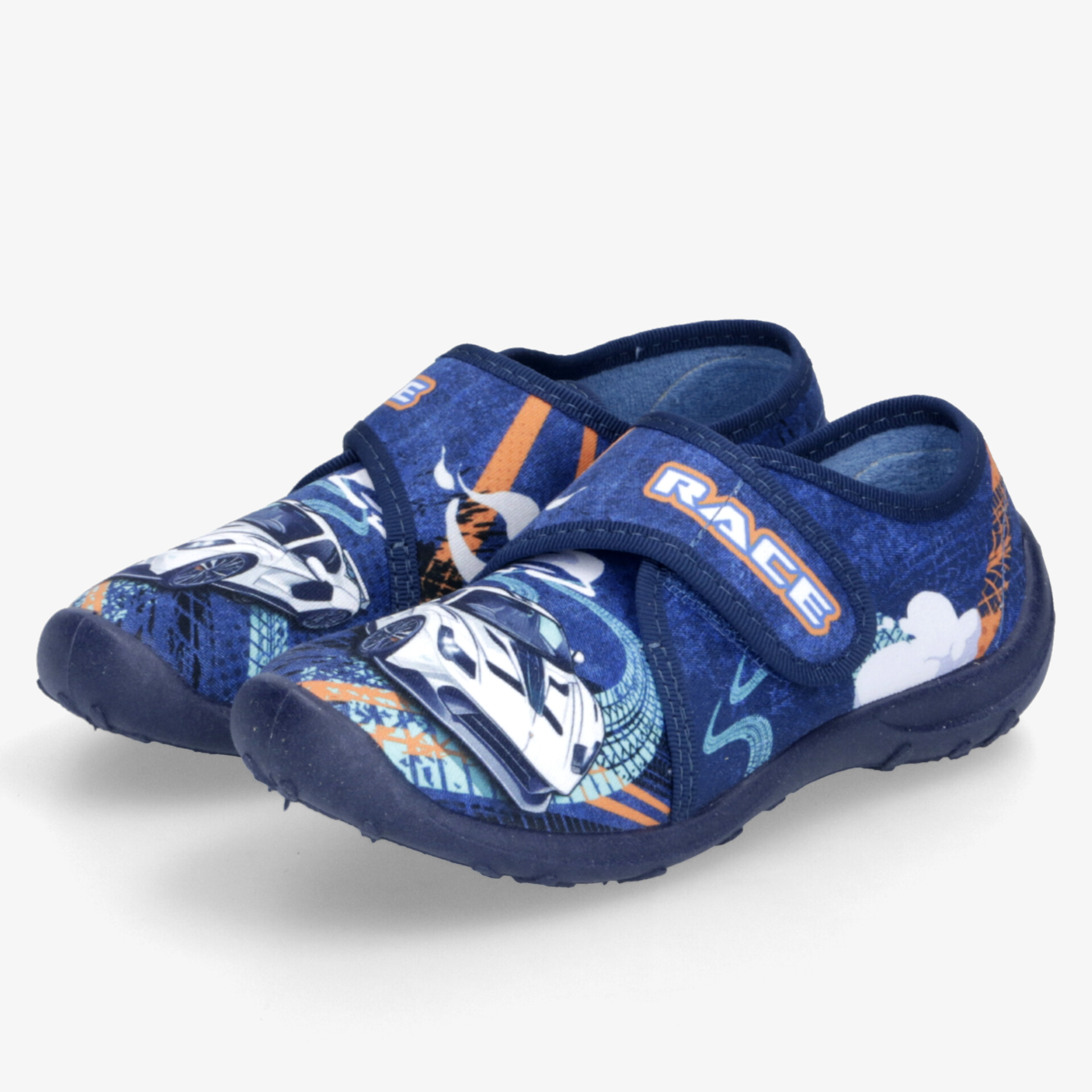 Blaues Sportschuh-Paar mit robustem Material, leichtem Klettverschluss und rutschfester Sohle für optimalen Halt