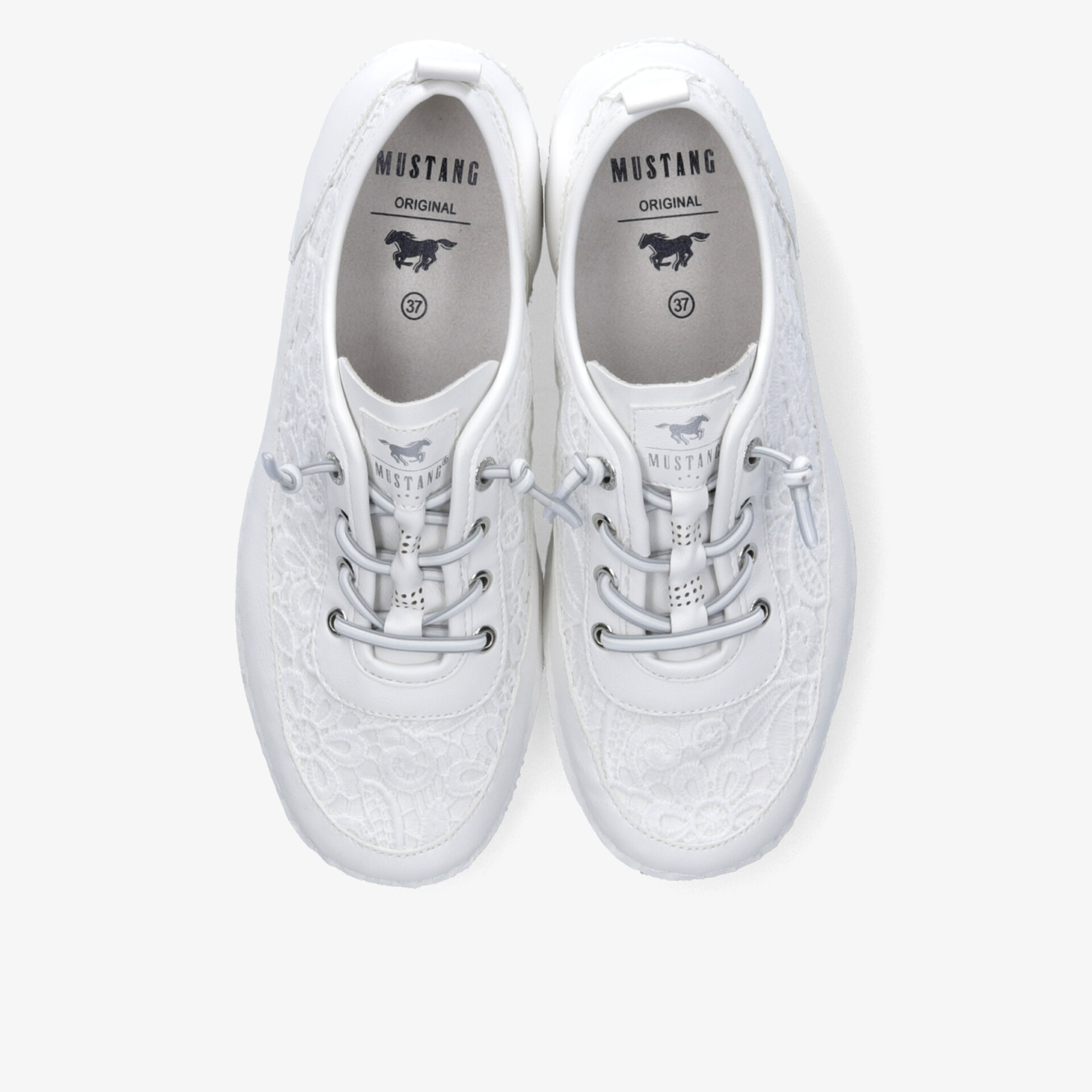 Weiße Sneaker mit leichter, atmungsaktiver Struktur und bequemer Passform in sportlichem Design von oben