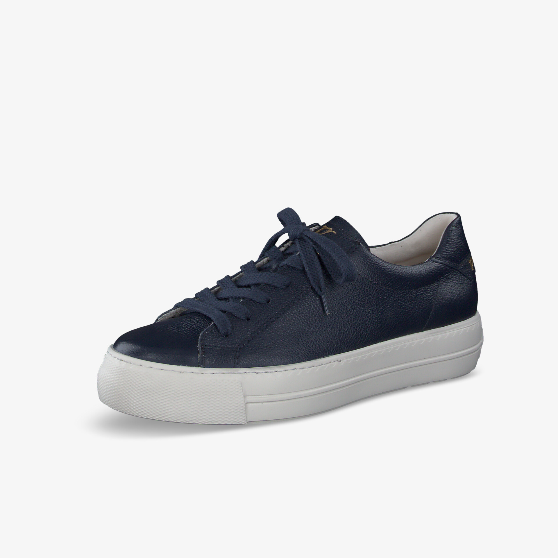 Modischer Sneaker in navy mit weißer robuster Sohle und leichter Schnürung für bequemen Tragekomfort