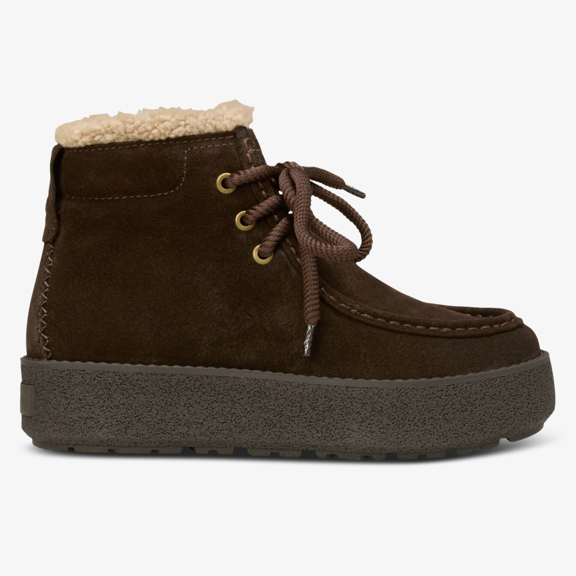 Warme gefütterte Stiefelette aus weichem Veloursleder mit Schnürung und robuster Profilsohle für hohen Tragekomfort