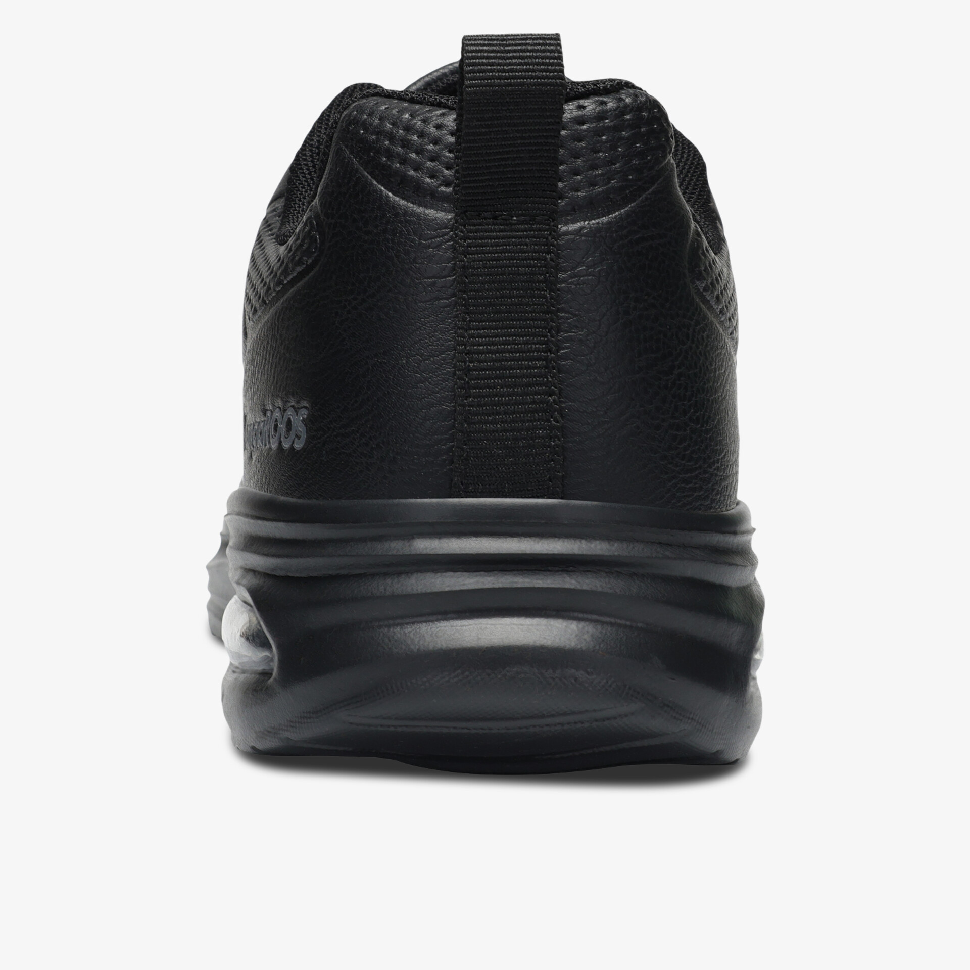 Schwarzer sportlicher Schuh mit robustem Sohlenprofil und komfortablem Tragekomfort, Rückansicht