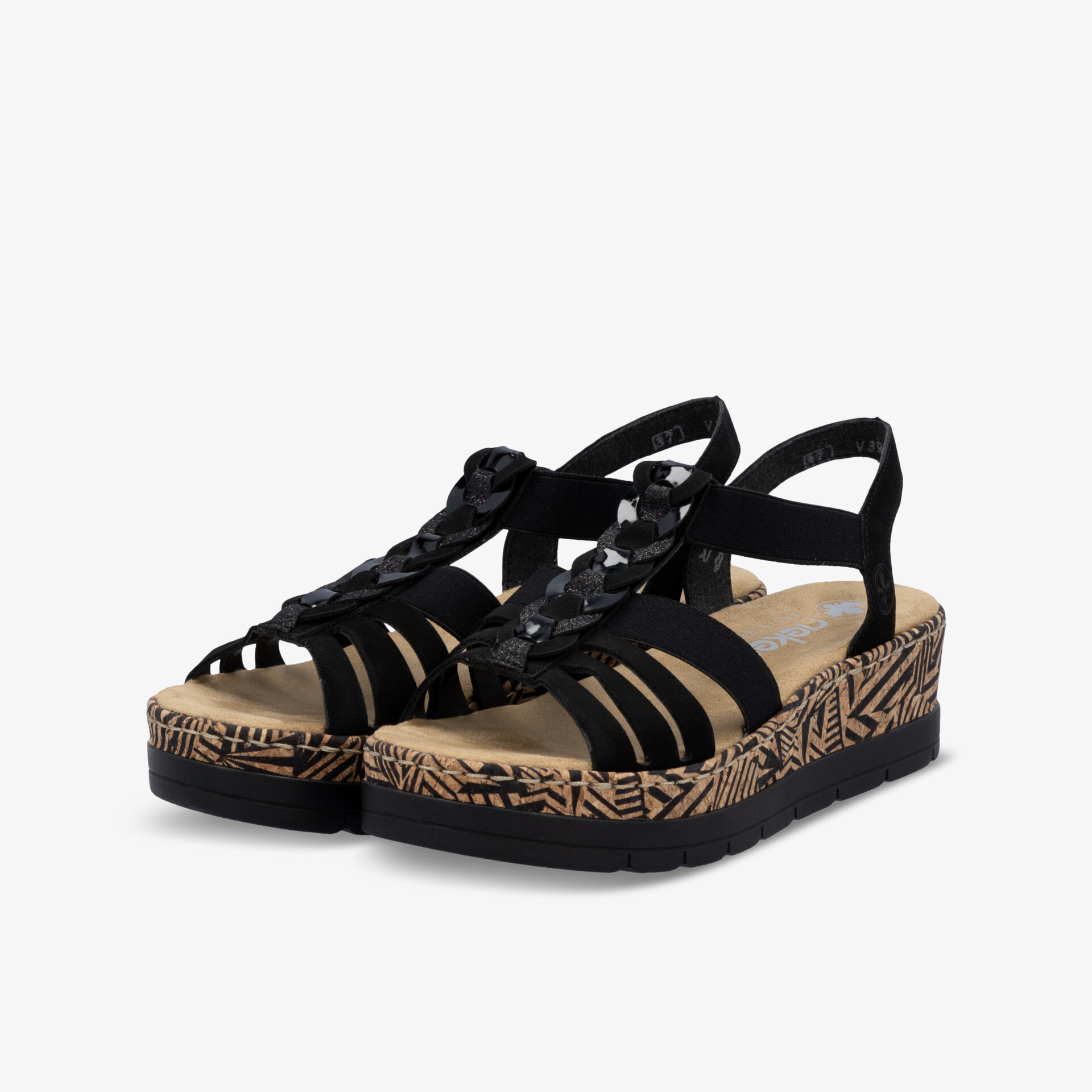 Schwarze Plattform-Sandalen mit bequemer, gepolsterter Innensohle und rutschfester Sohle für optimalen Halt