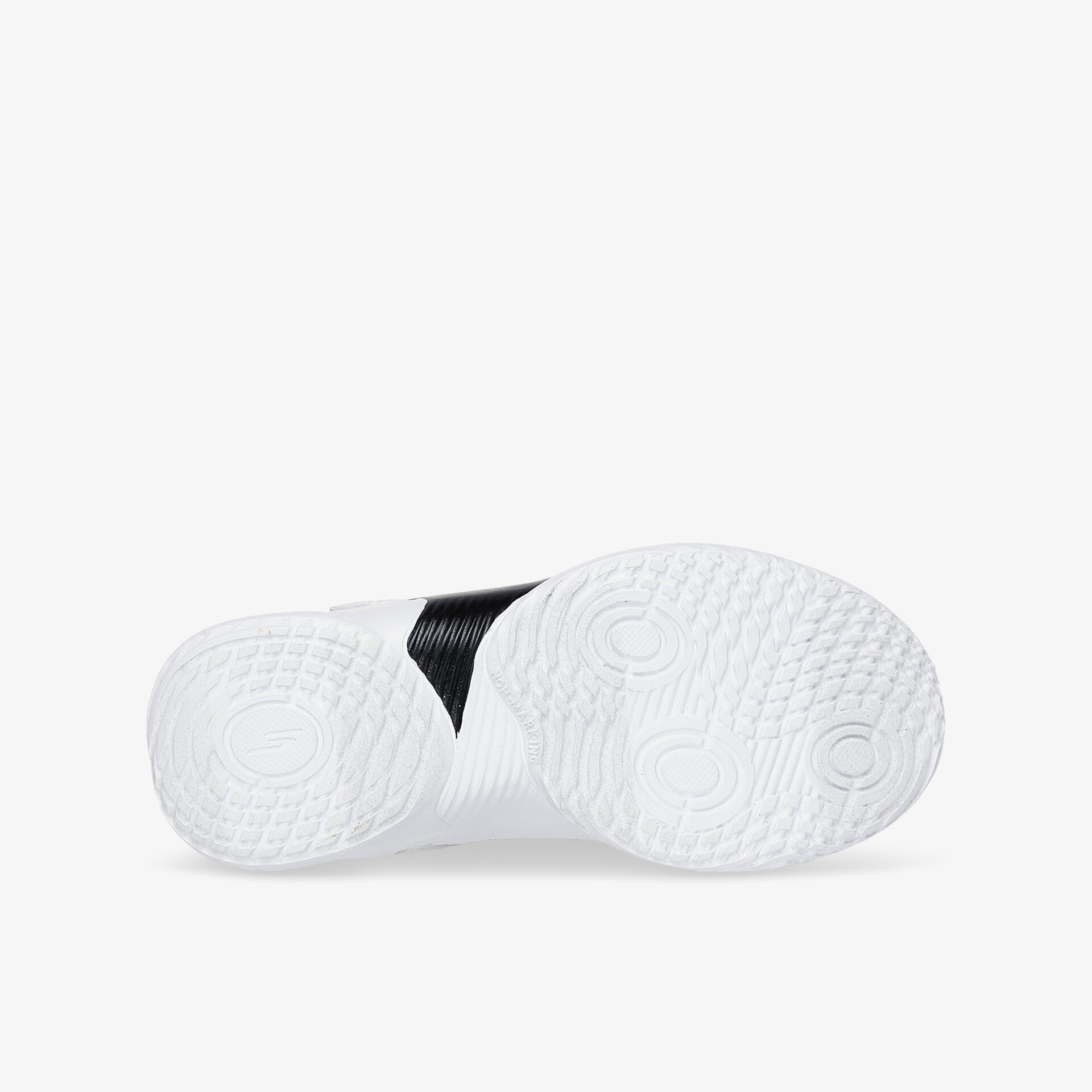 Weiße rutschfeste Schuhsohle mit strukturiertem Profil für optimalen Halt und Stabilität