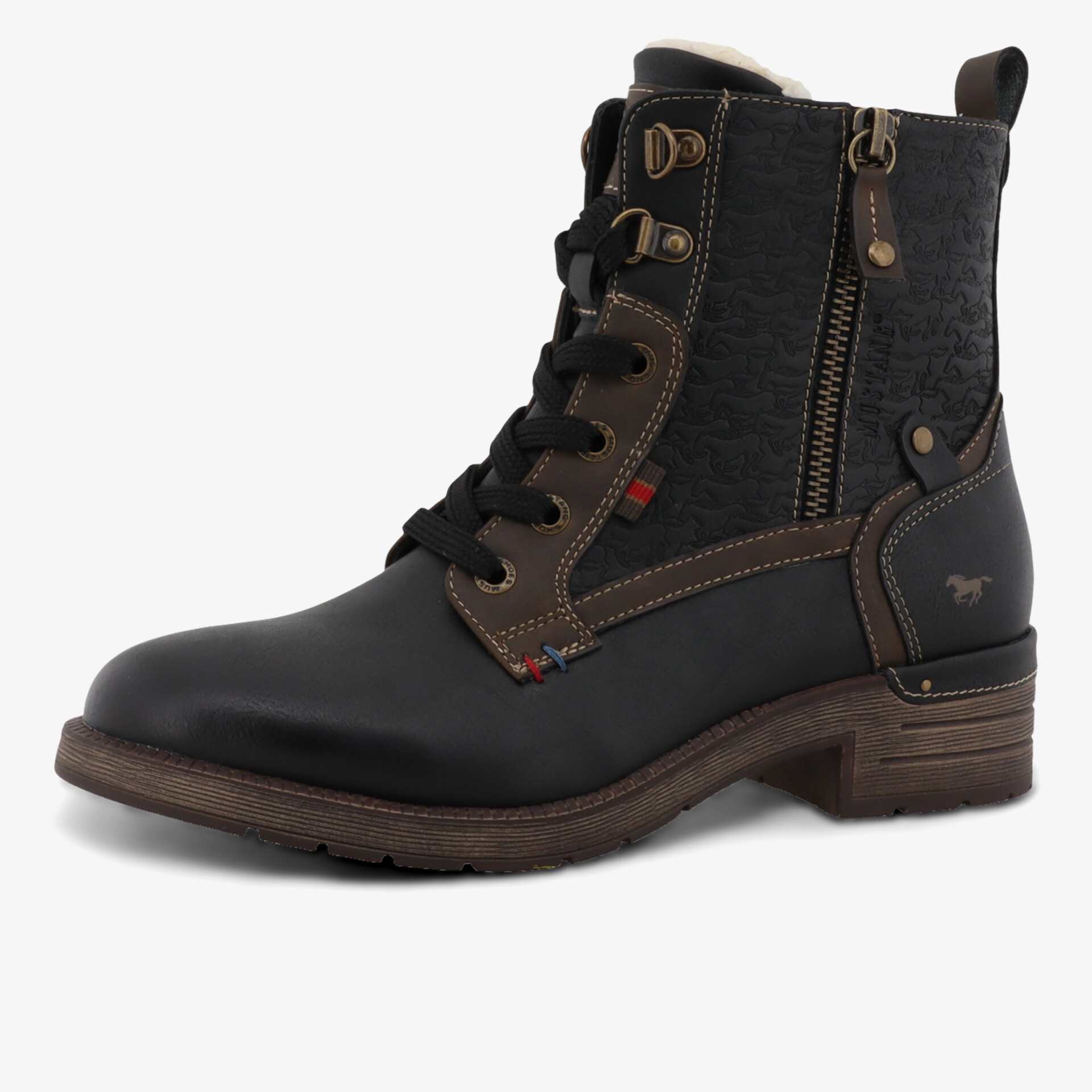 Robuster brauner Stiefel mit Reißverschluss und Schnürung für komfortablen und modischen Halt