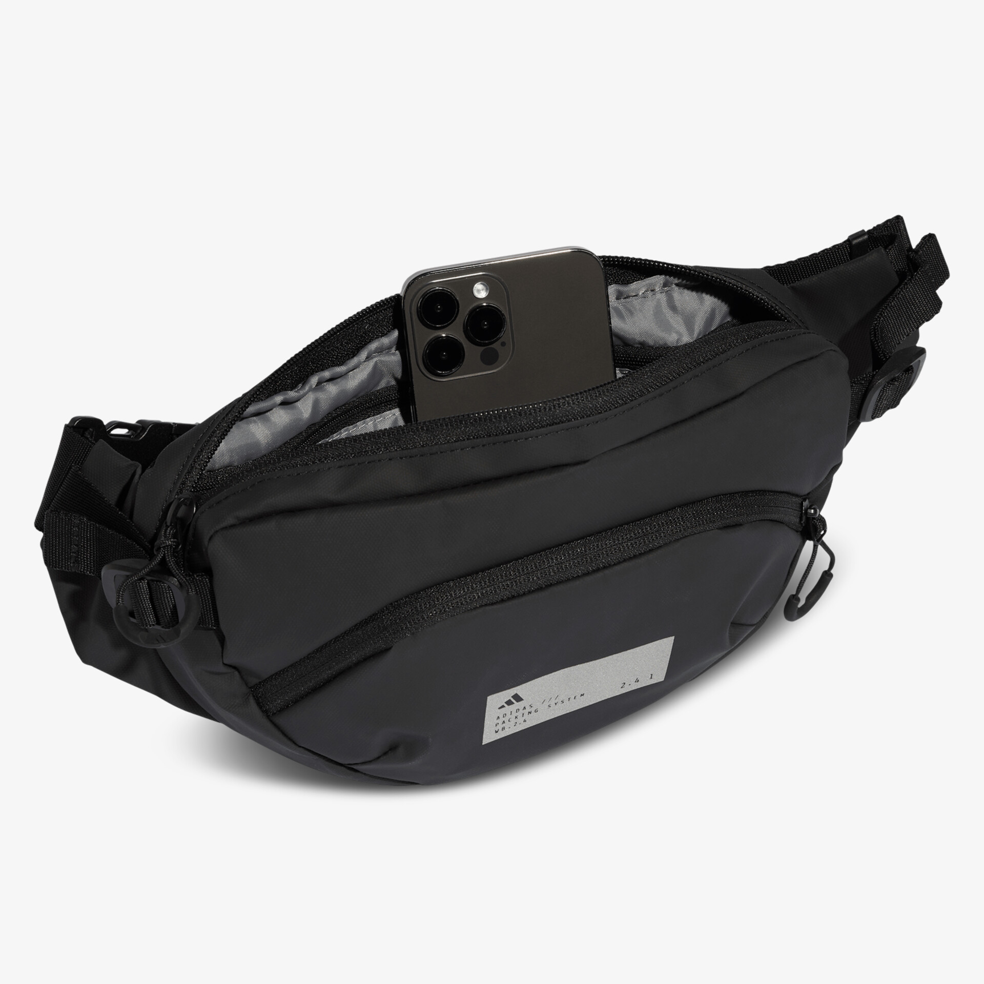 Robuste, geräumige schwarze Gürteltasche mit verstellbarem Riemen und sicherem Reißverschluss, ideal für Alltag