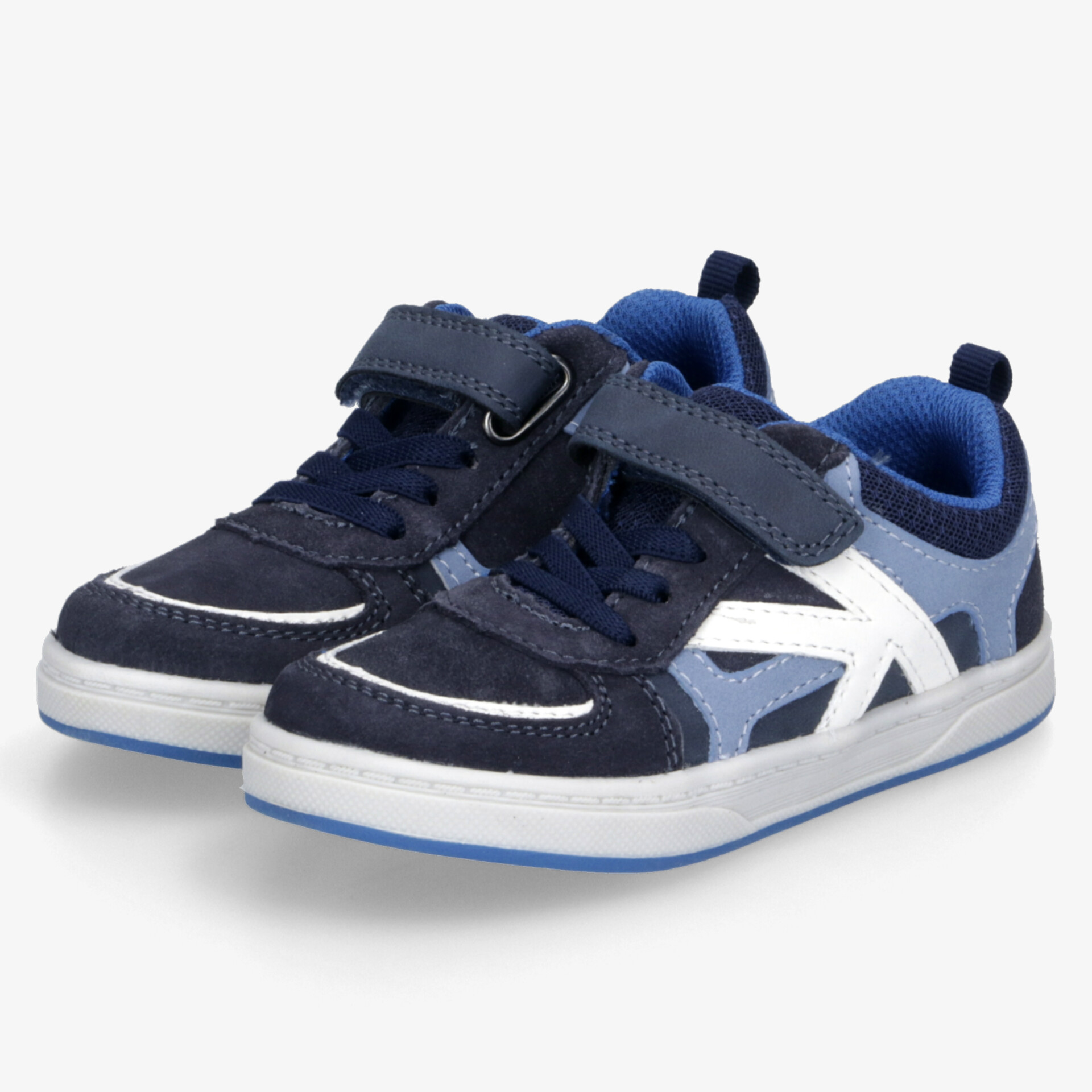 Sportliche Sneaker mit Klettverschluss, rutschfester Sohle und gepolstertem Komfort in Blau und Weiß als Paar