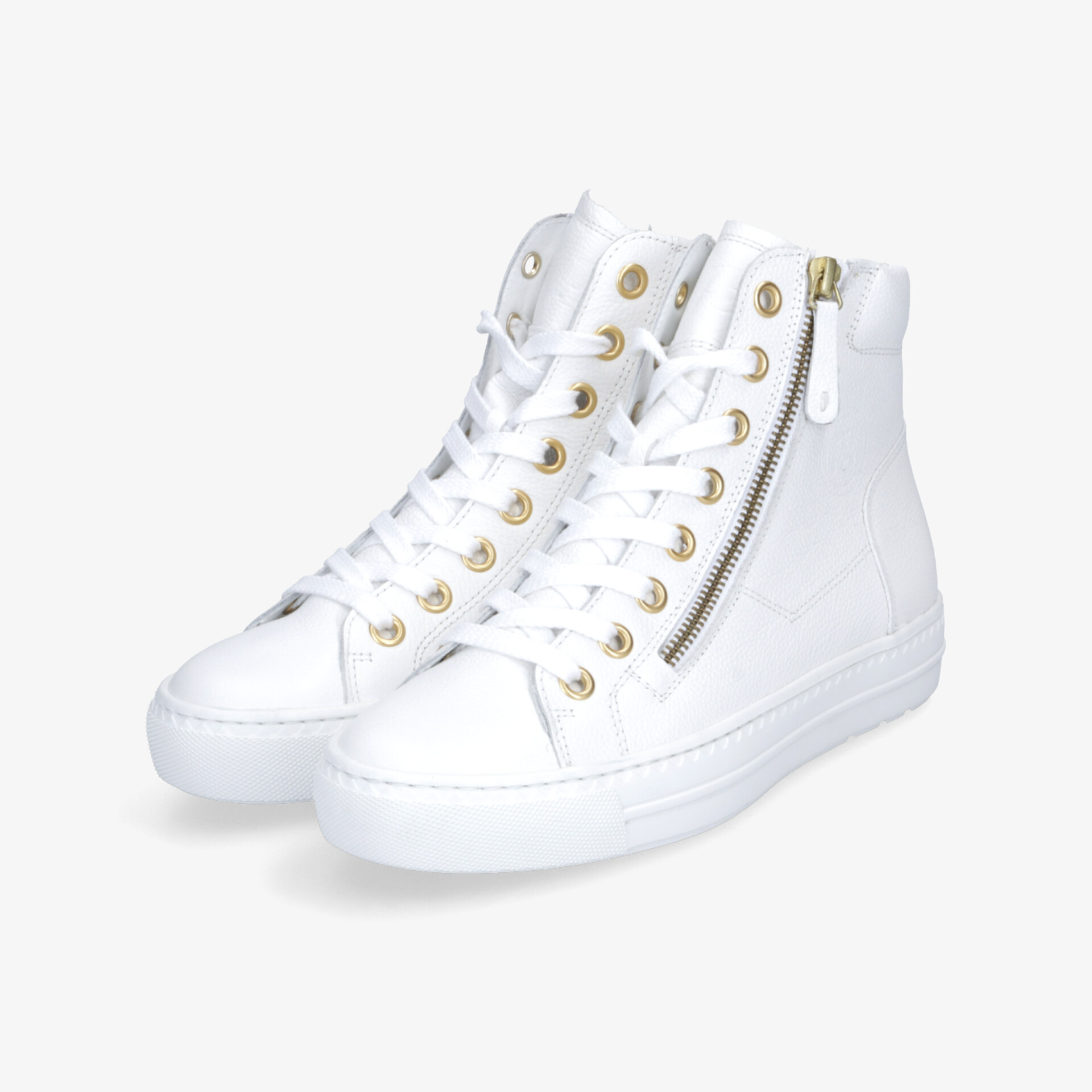 Weißes High-Top Sneaker Paar mit Reißverschluss, moderner Stil und bequeme Passform für vielseitigen Einsatz