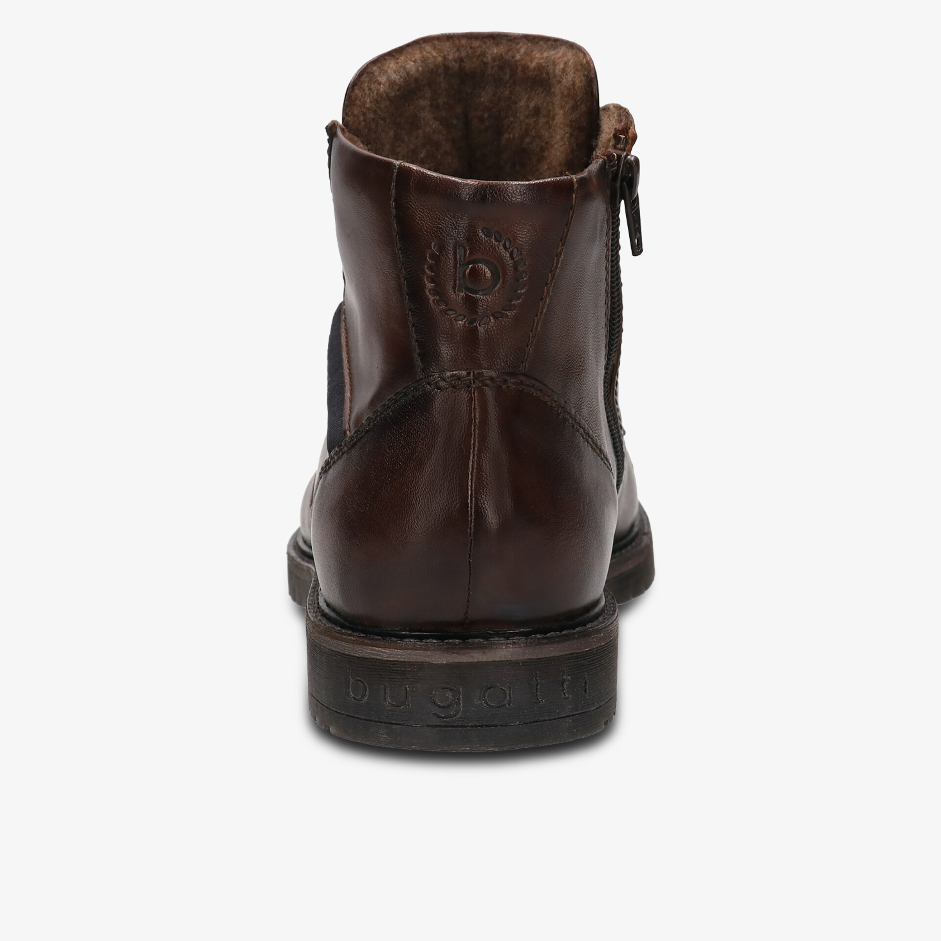 Hochwertige Lederstiefelette mit robustem Absatz und praktischem seitlichen Reißverschluss, Rückansicht