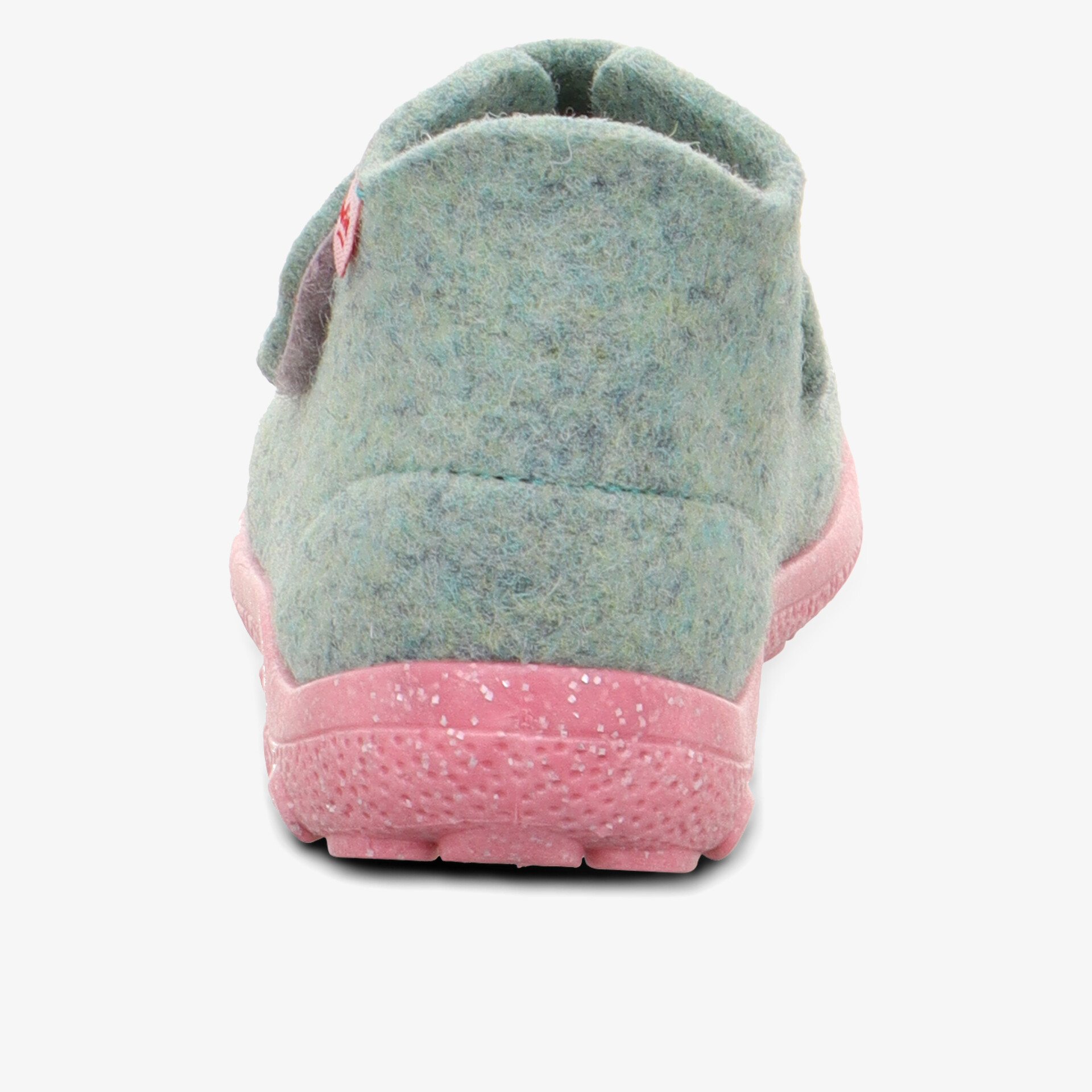 Schuh mit robuster rosa Sohle und gemütlichem Obermaterial, Rückansicht zeigt Qualität und Stil