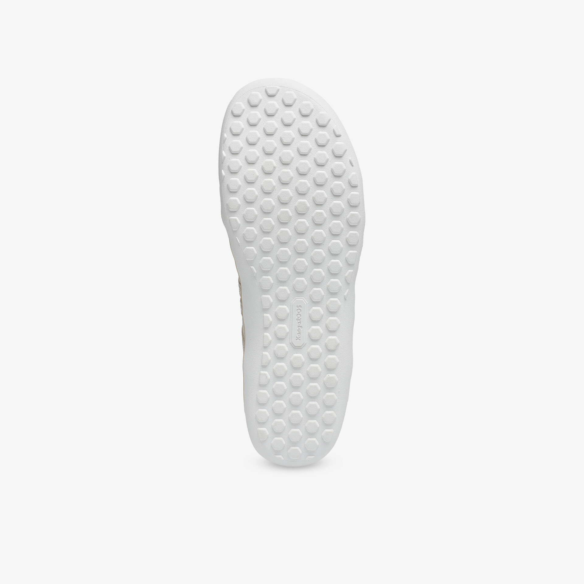 Weiße Schuhsohle mit profiliertem, rutschfestem Design für optimalen Halt und hohen Tragekomfort