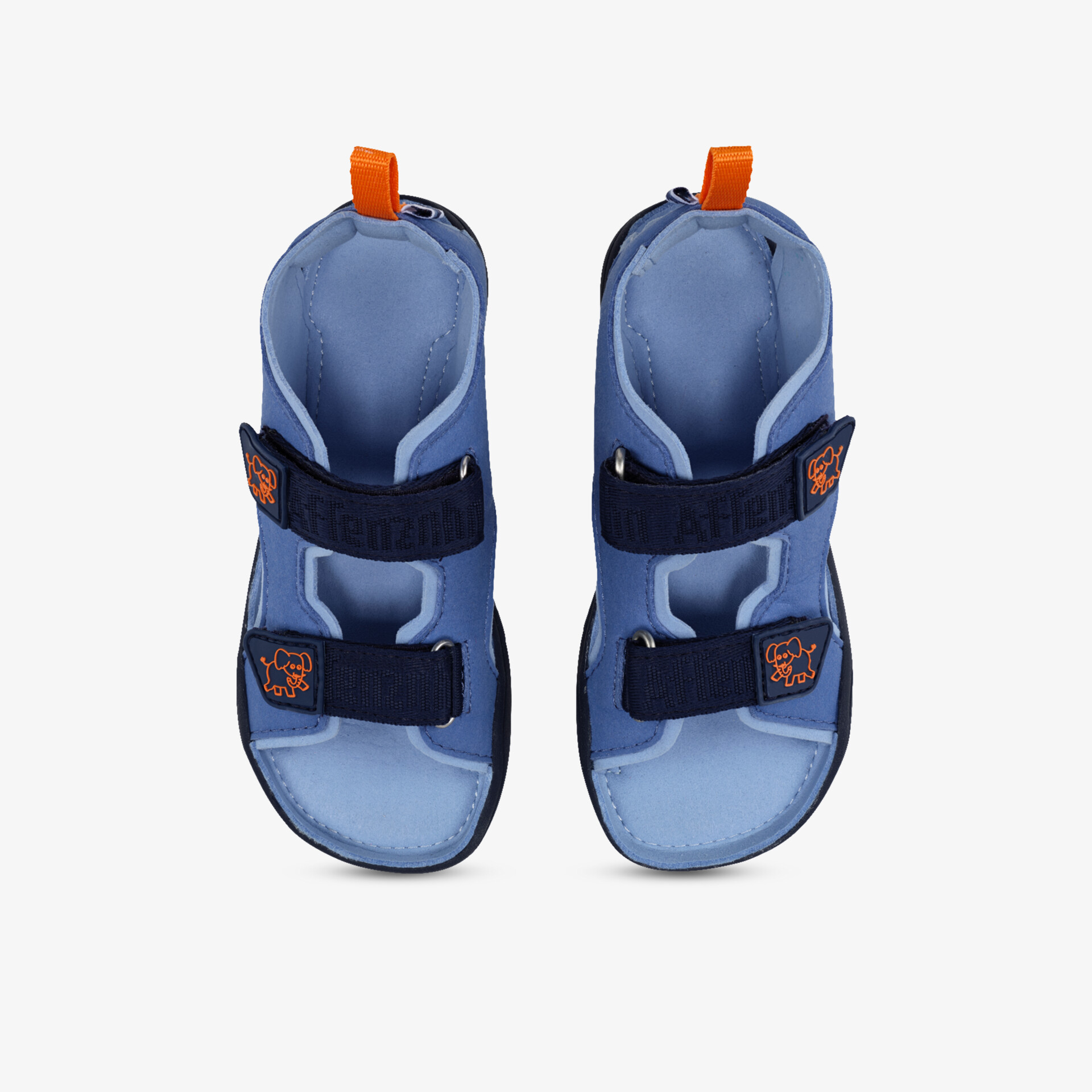 Blau-schwarzes Sandalenpaar mit verstellbaren Klettverschlüssen und leichter, rutschfester Sohle