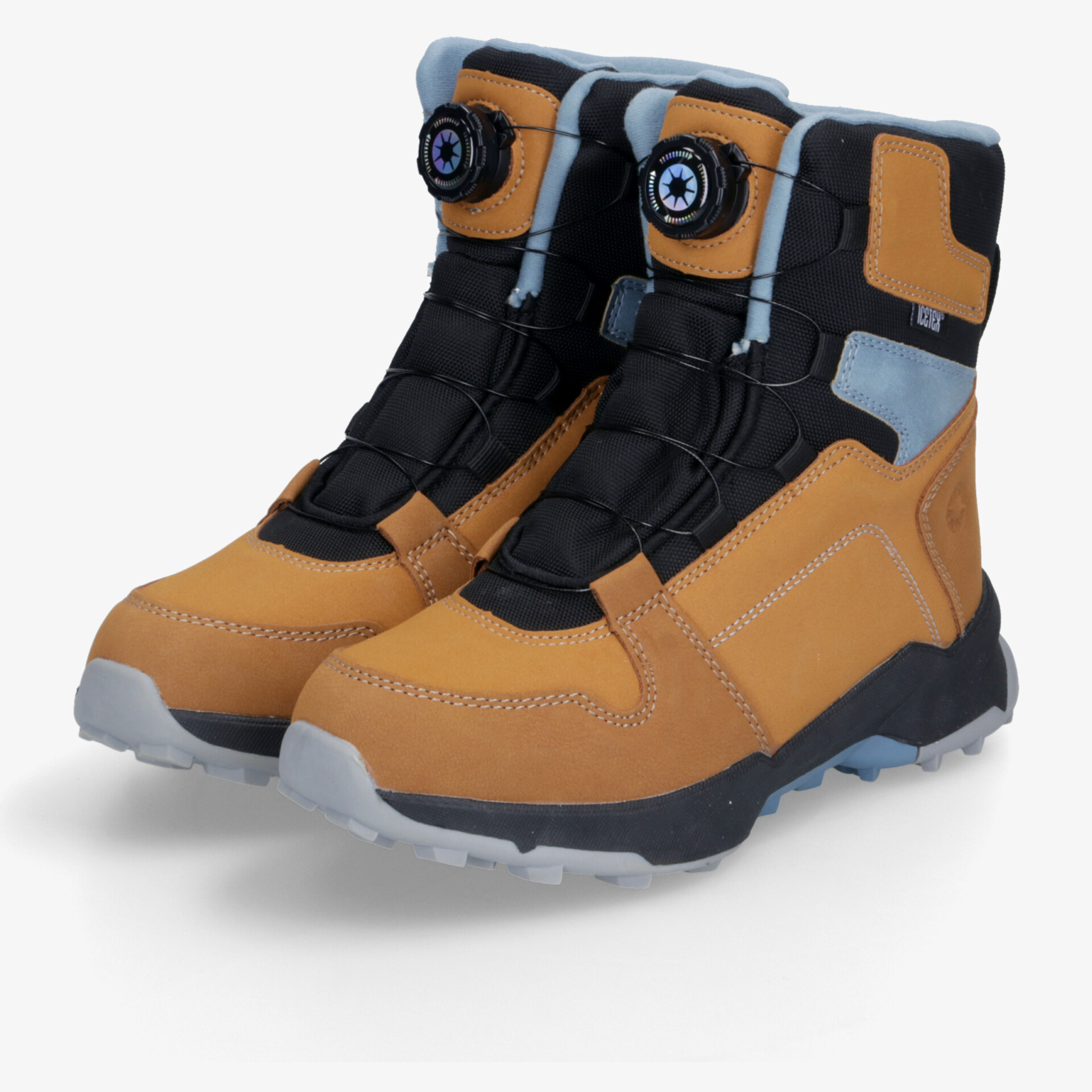 Robuste Wanderstiefel mit hohem Schaft und griffiger Sohle in Braun-Schwarz-Design