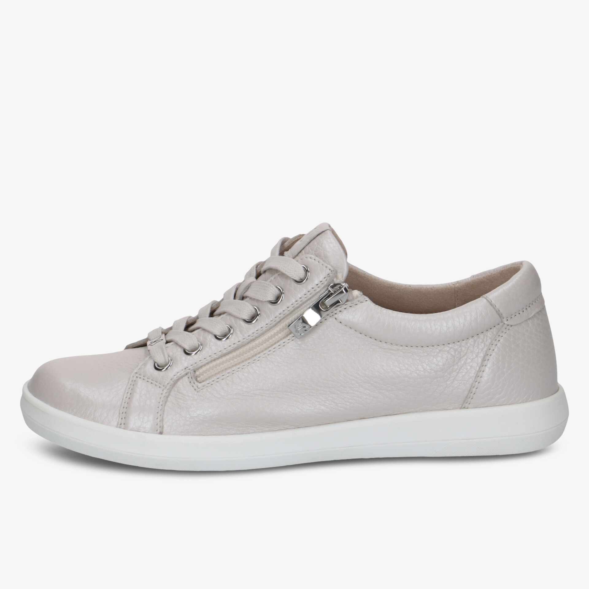 Bequemer Sneaker aus weichem Leder mit seitlichem Reißverschluss und rutschfester Sohle, ideale Freizeitwahl