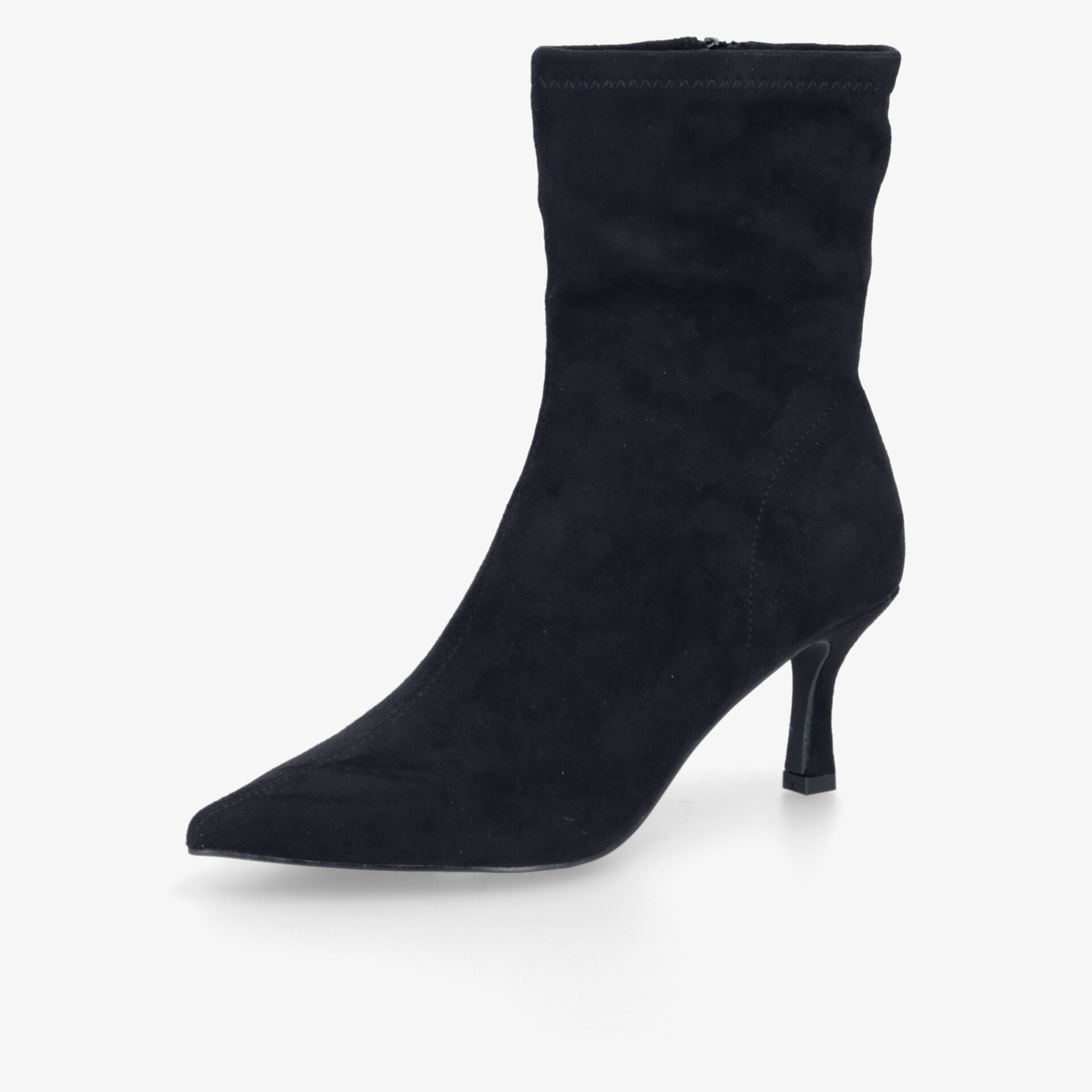 Elegante schwarze Stiefelette mit spitz zulaufender Form und kleinem Absatz für stilvollen Tragekomfort
