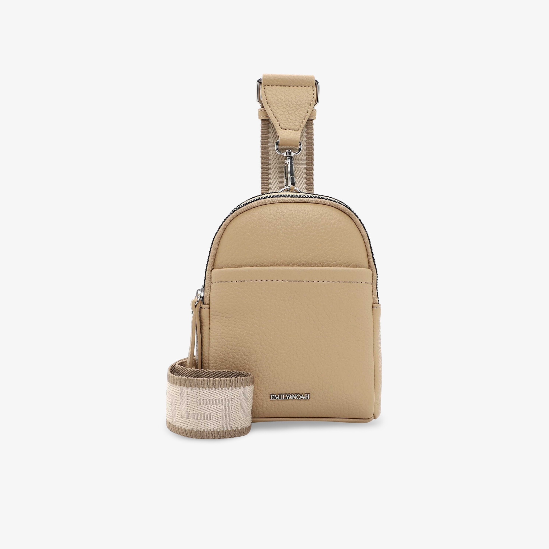 Beige Crossbody-Tasche mit verstellbarem Gurt und schlichtem, elegantem Design in kompakter Größe