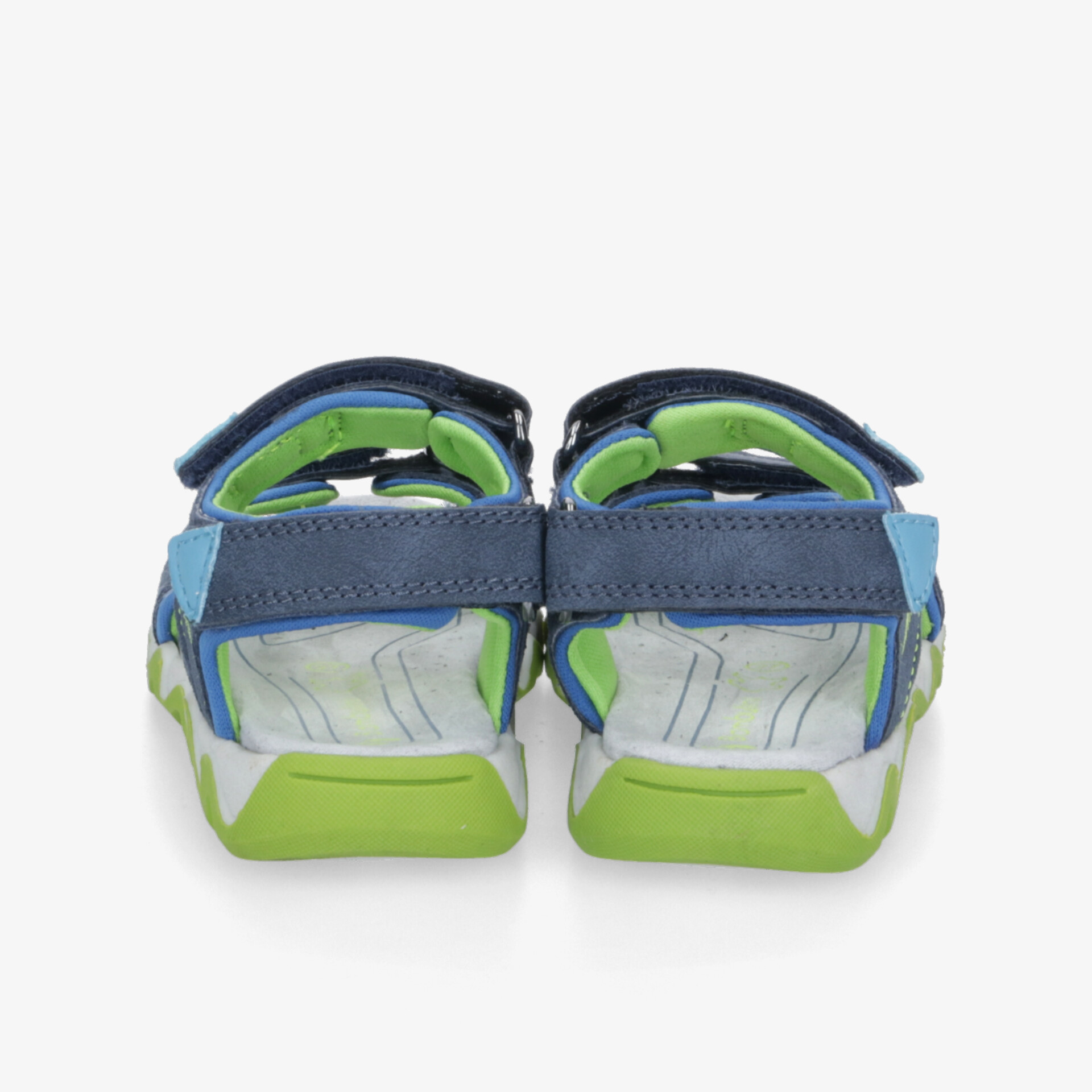 Rückansicht von Sportsandalen mit Klettverschluss und rutschfester Sohle für bequemen, flexiblen Halt