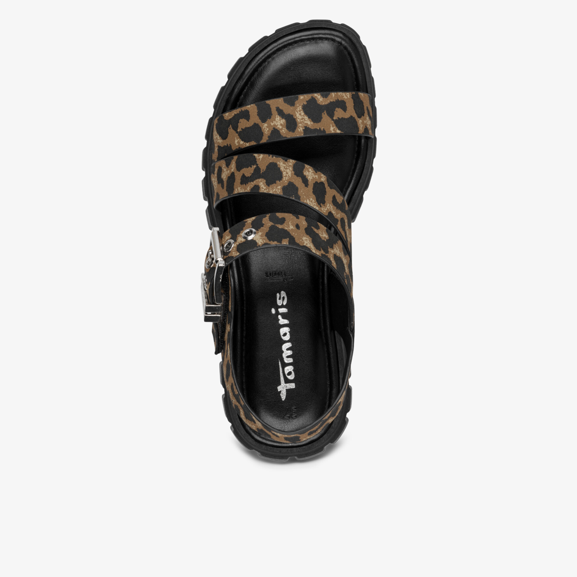 Bequeme Tamaris Sandale mit verstellbaren Riemen und stylischem Leopardenmuster, weiches Fußbett für ganztägigen Komfort