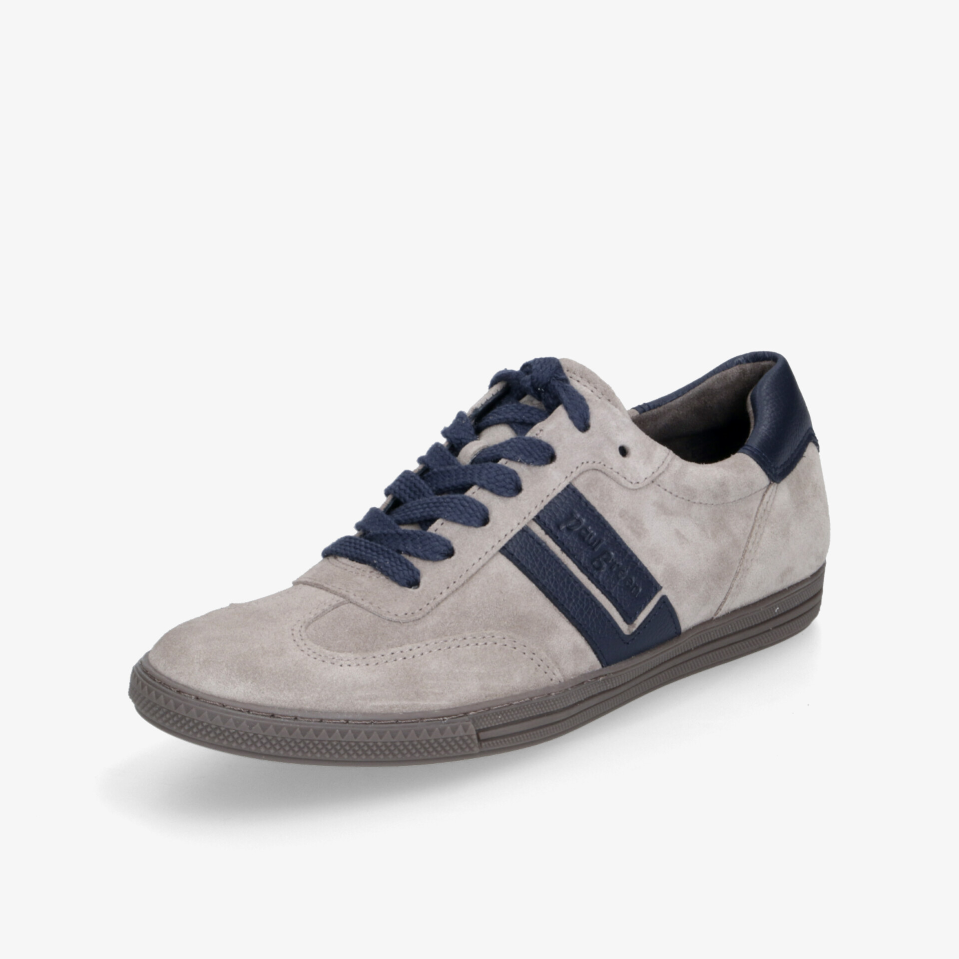 Sportlicher grauer Schuh mit blauen Akzenten und bequemer, leichter Sohle für vielseitigen Tragekomfort