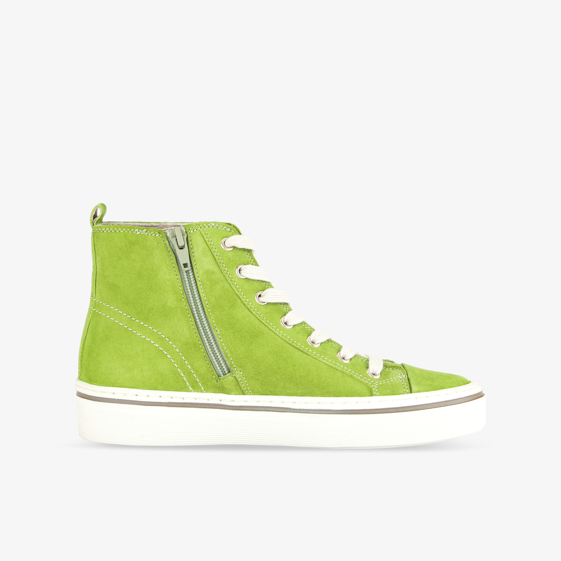 Stilvoller grüner High-Top Sneaker mit Reißverschluss und Schnürung, ideal für den täglichen Komfort