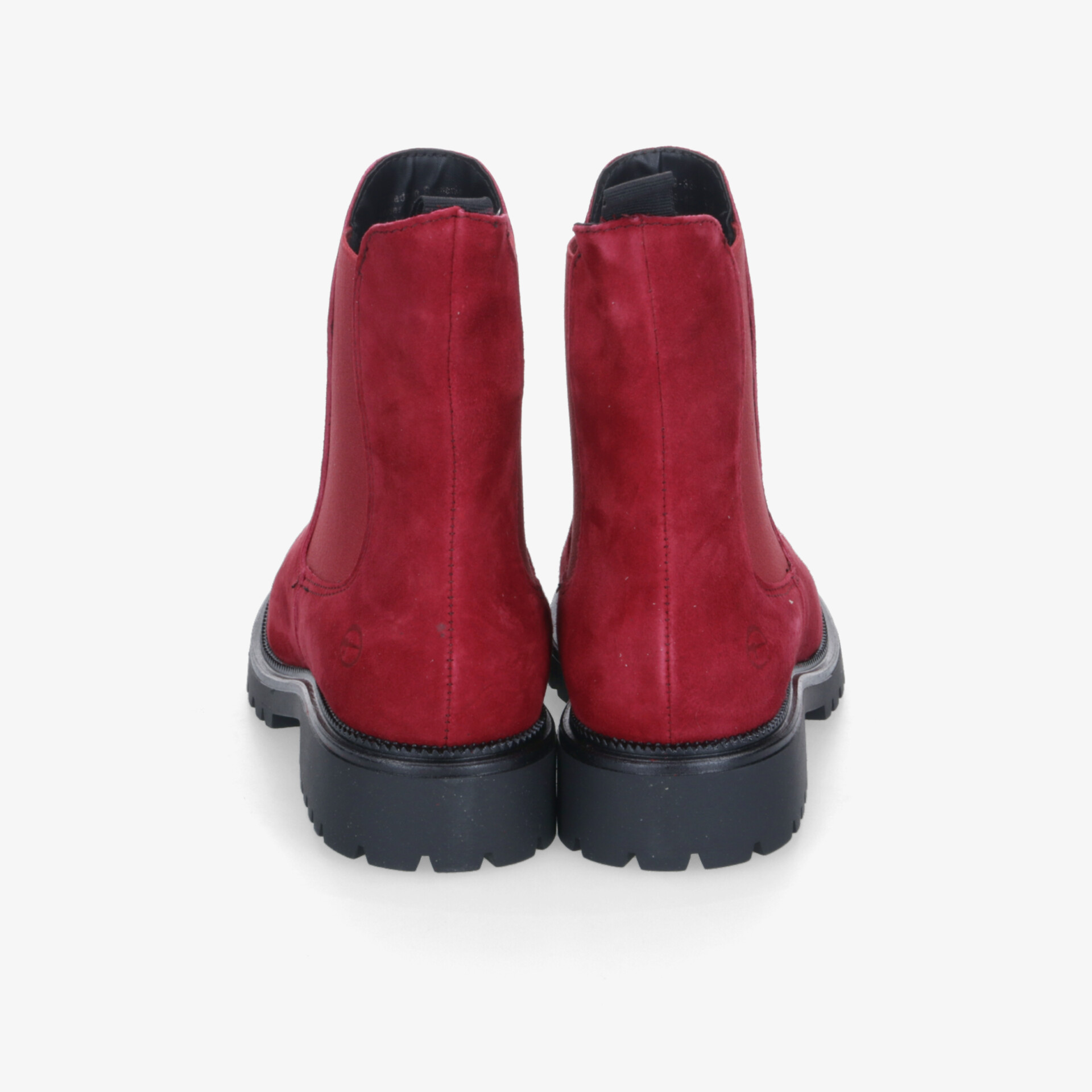 Rote Stiefeletten mit robuster Profilsohle und stabilem Absatz, komfortabel und modisch gestaltet