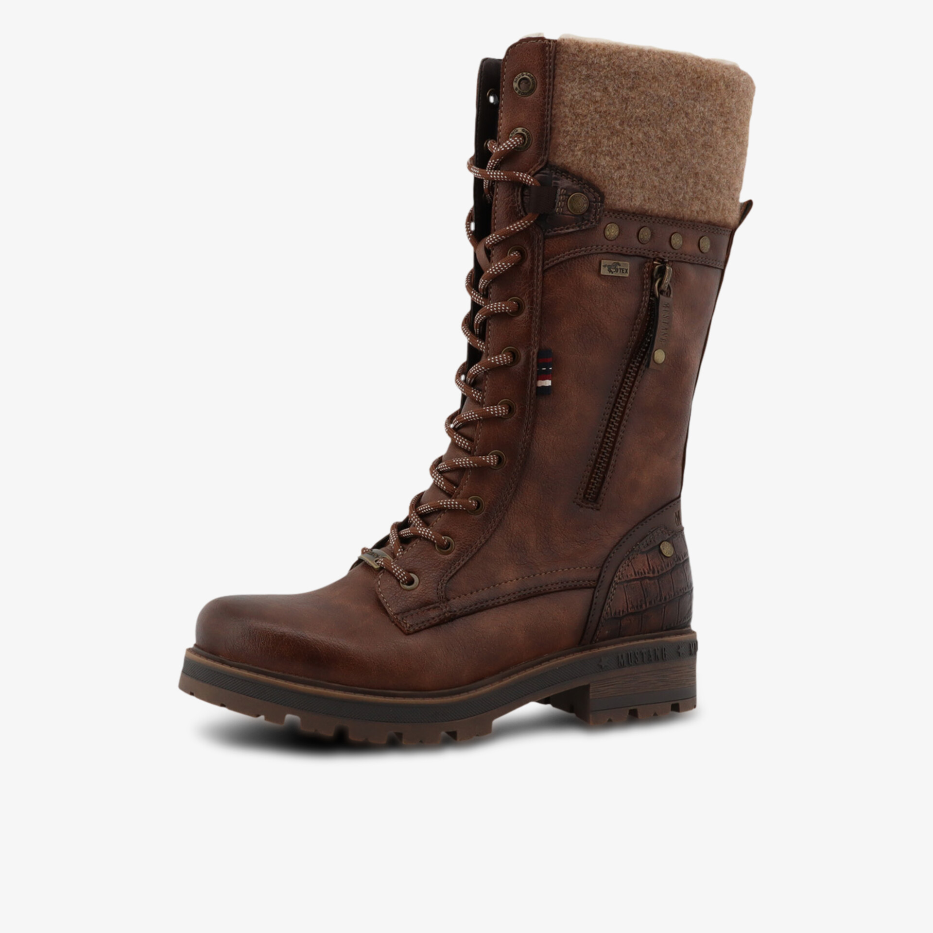 Robuster Winterstiefel aus braunem Leder mit warmem Schaft, stabiler Sohle und praktischem Reißverschluss