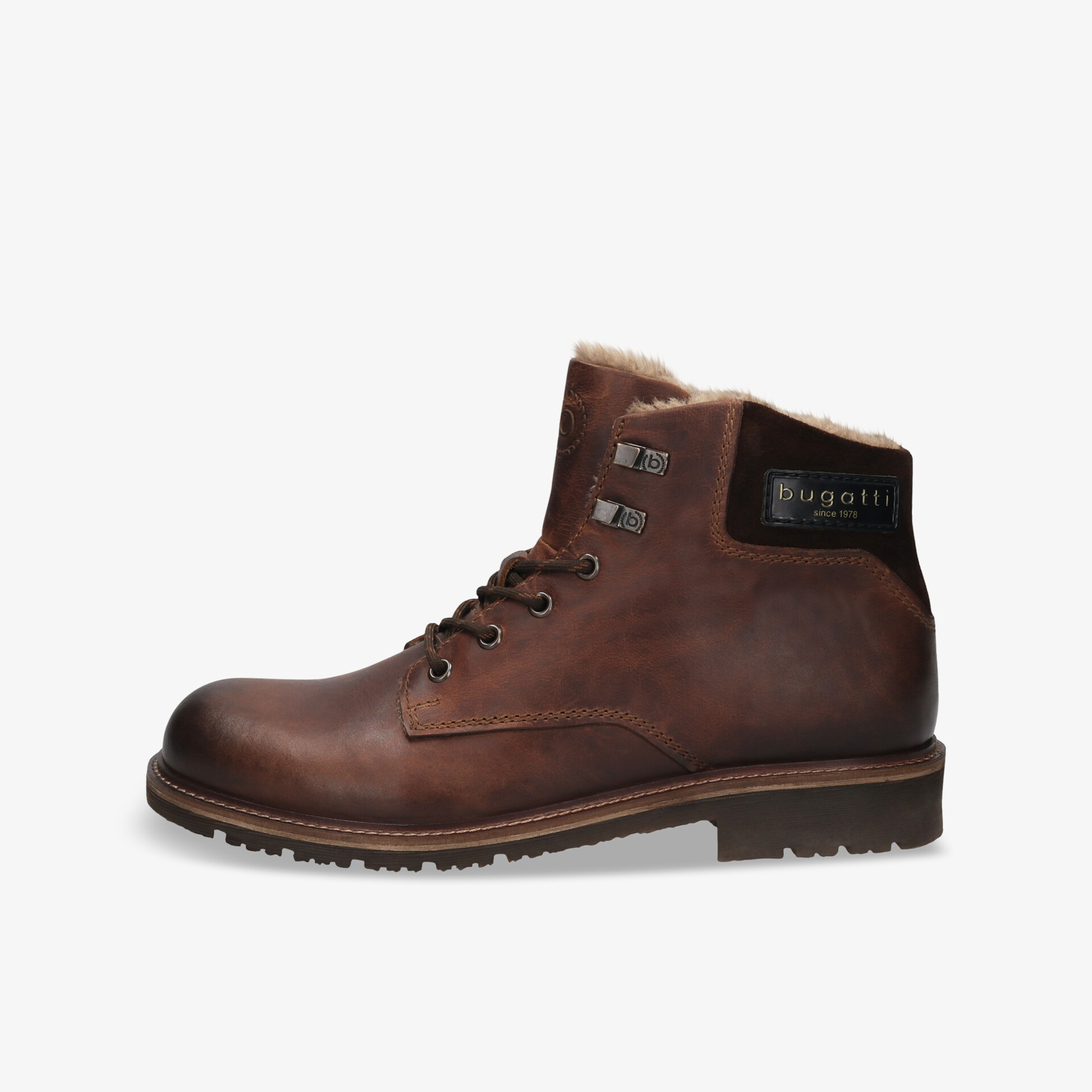 Robuster brauner Lederstiefel mit stabiler Schnürung und profilierter Sohle für Komfort und sicheren Halt