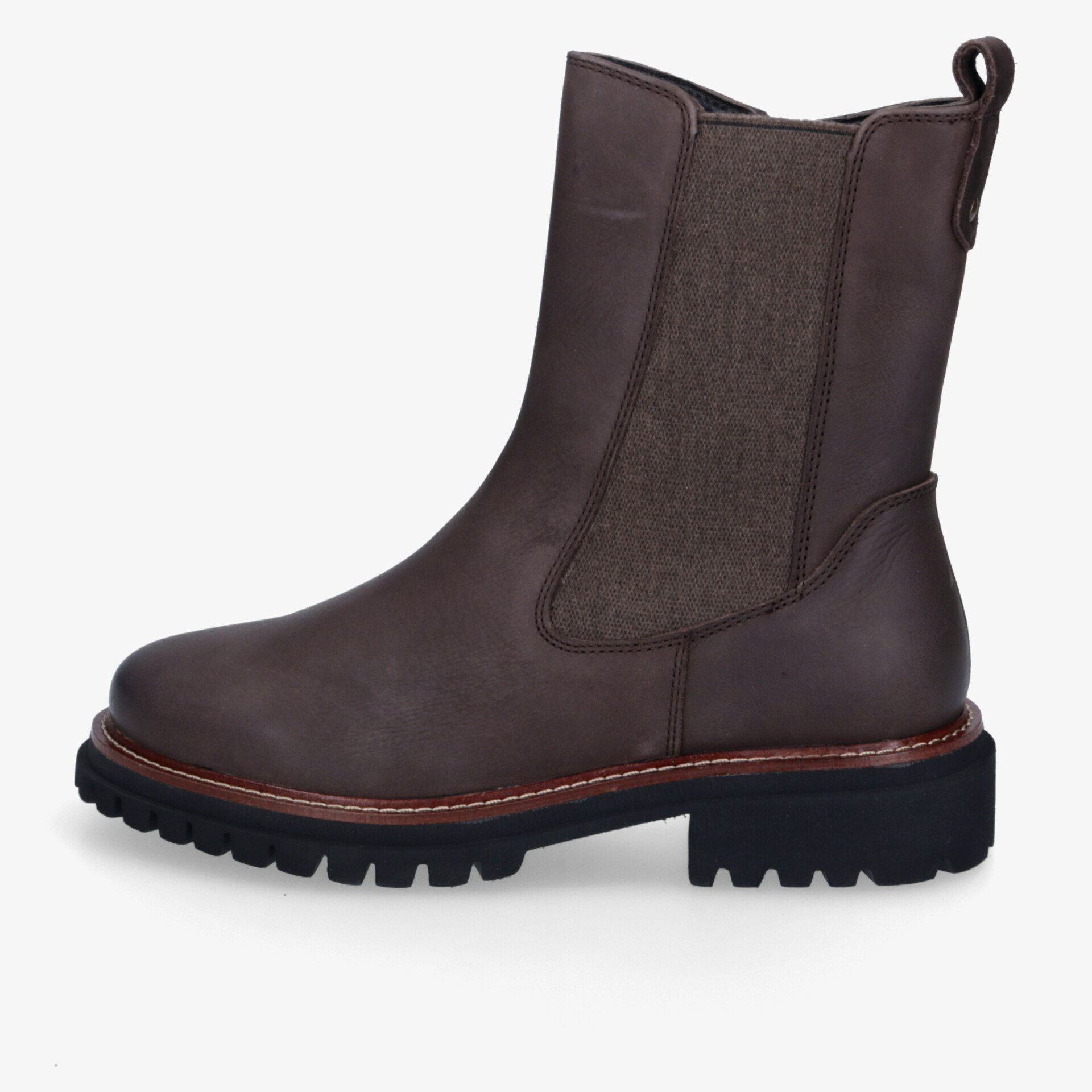 Robuster Stiefel in Lederoptik mit rutschfester Sohle und komfortablem Design für vielseitigen Stil.