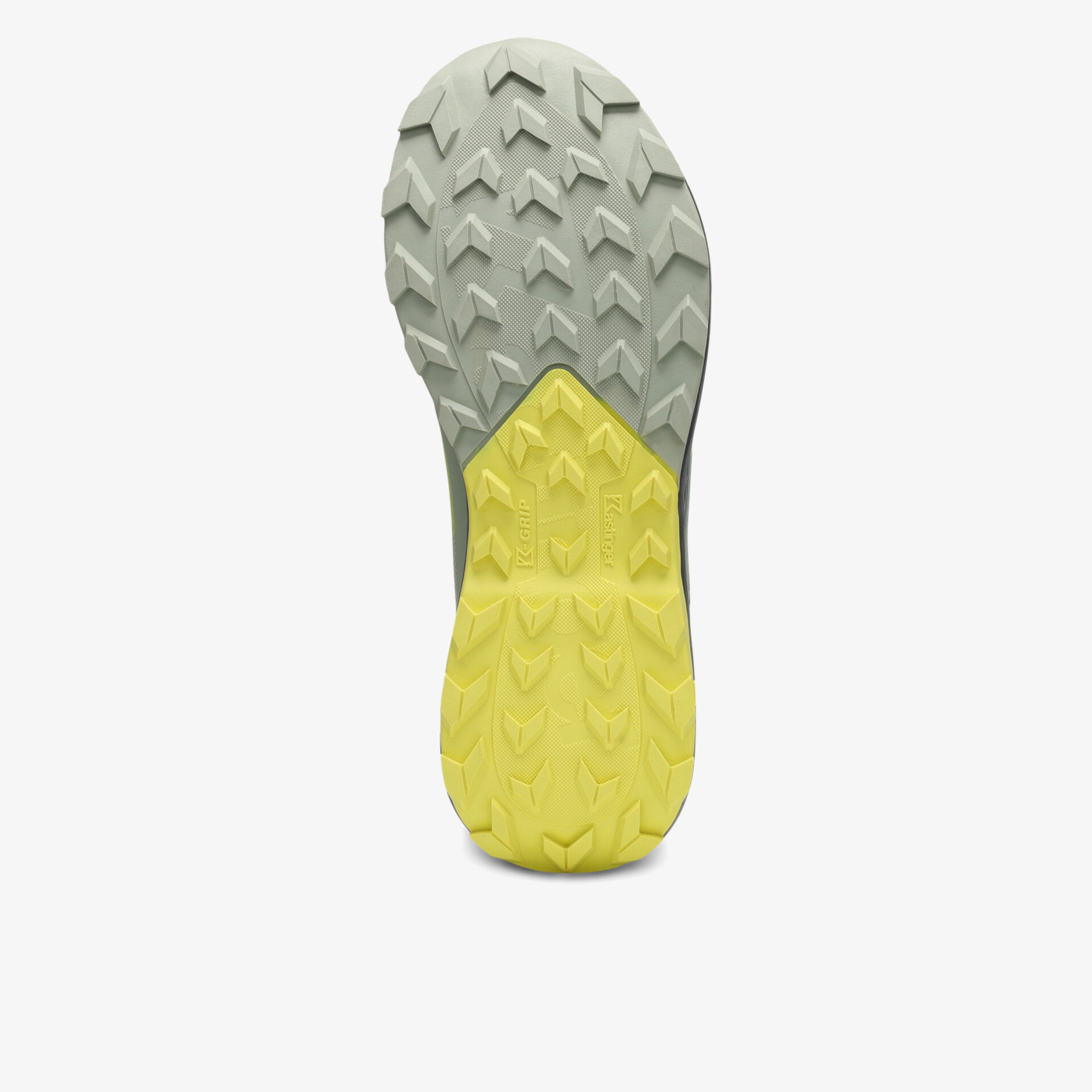 Profilierte Sohle in Gelb und Grau für optimale Trittsicherheit und rutschfesten Halt